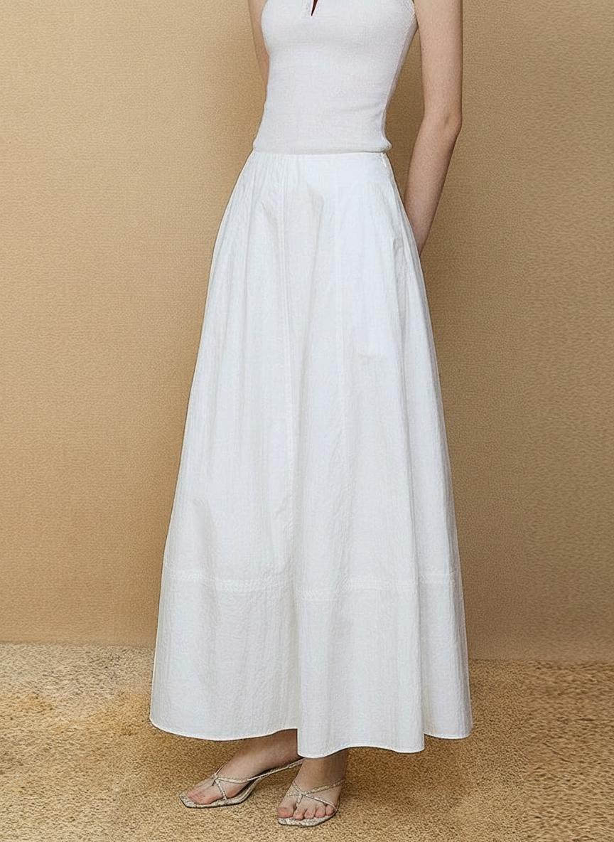 High-Waist A-Line Maxi Skirt