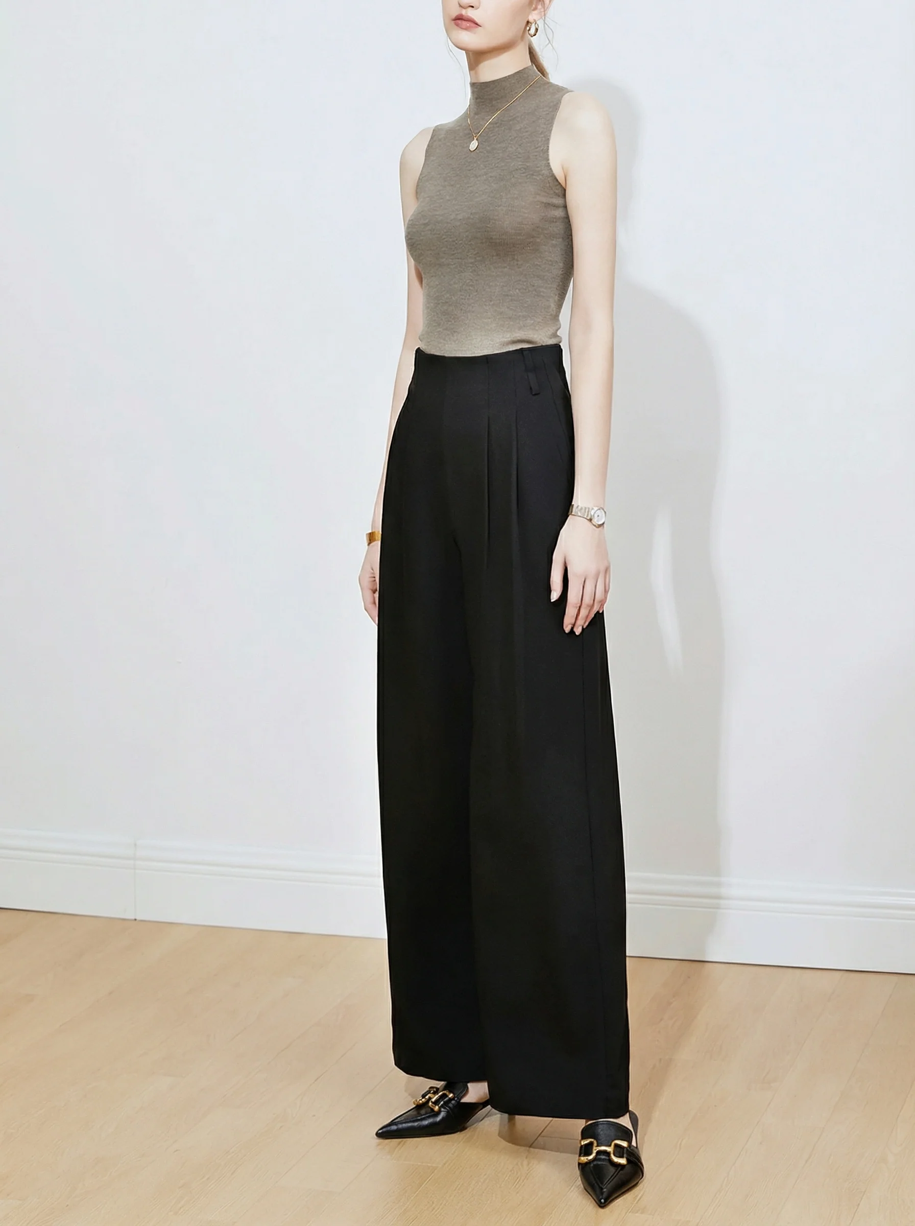 High-Waist Acetate Wide-Leg Trousers - Image 3