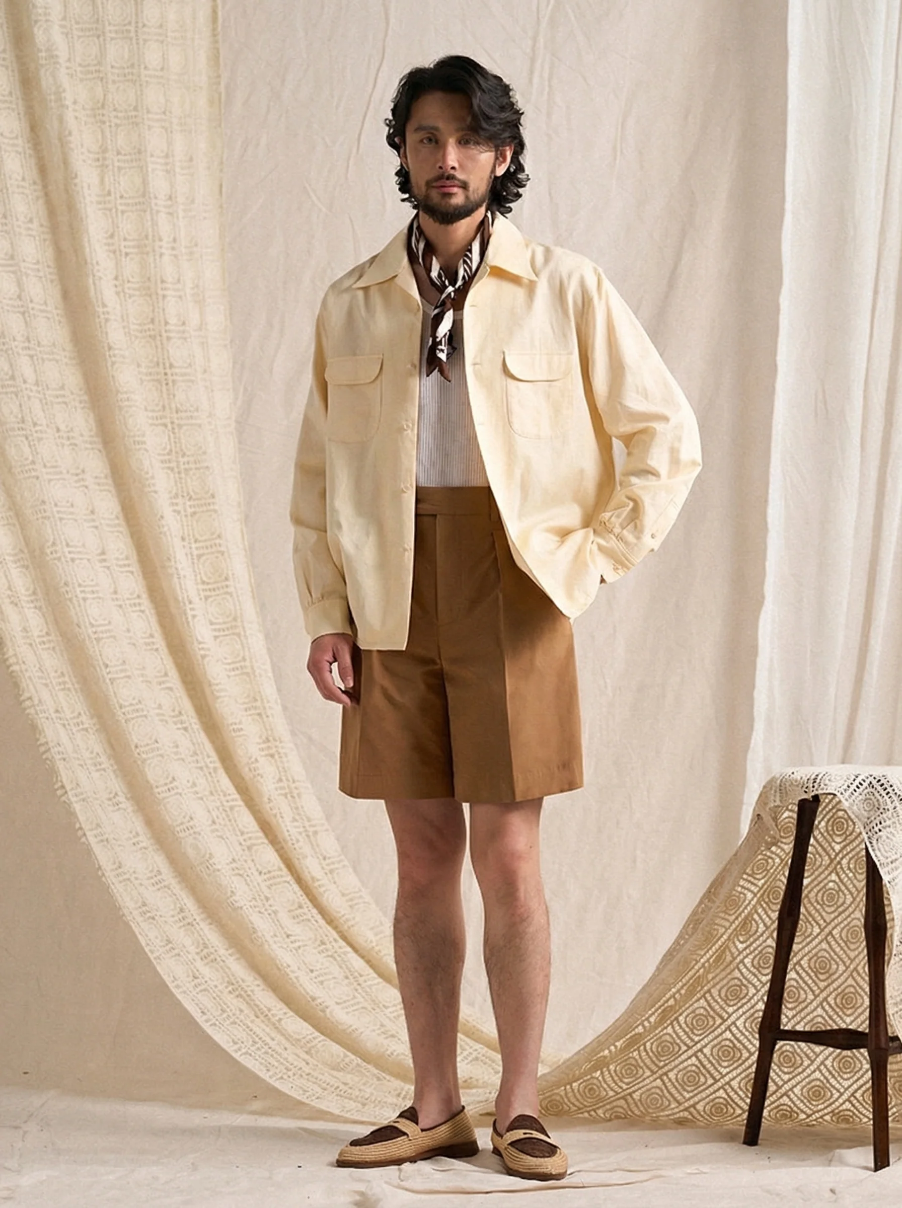 High-Waist Cotton Pleated Shorts - Image 3
