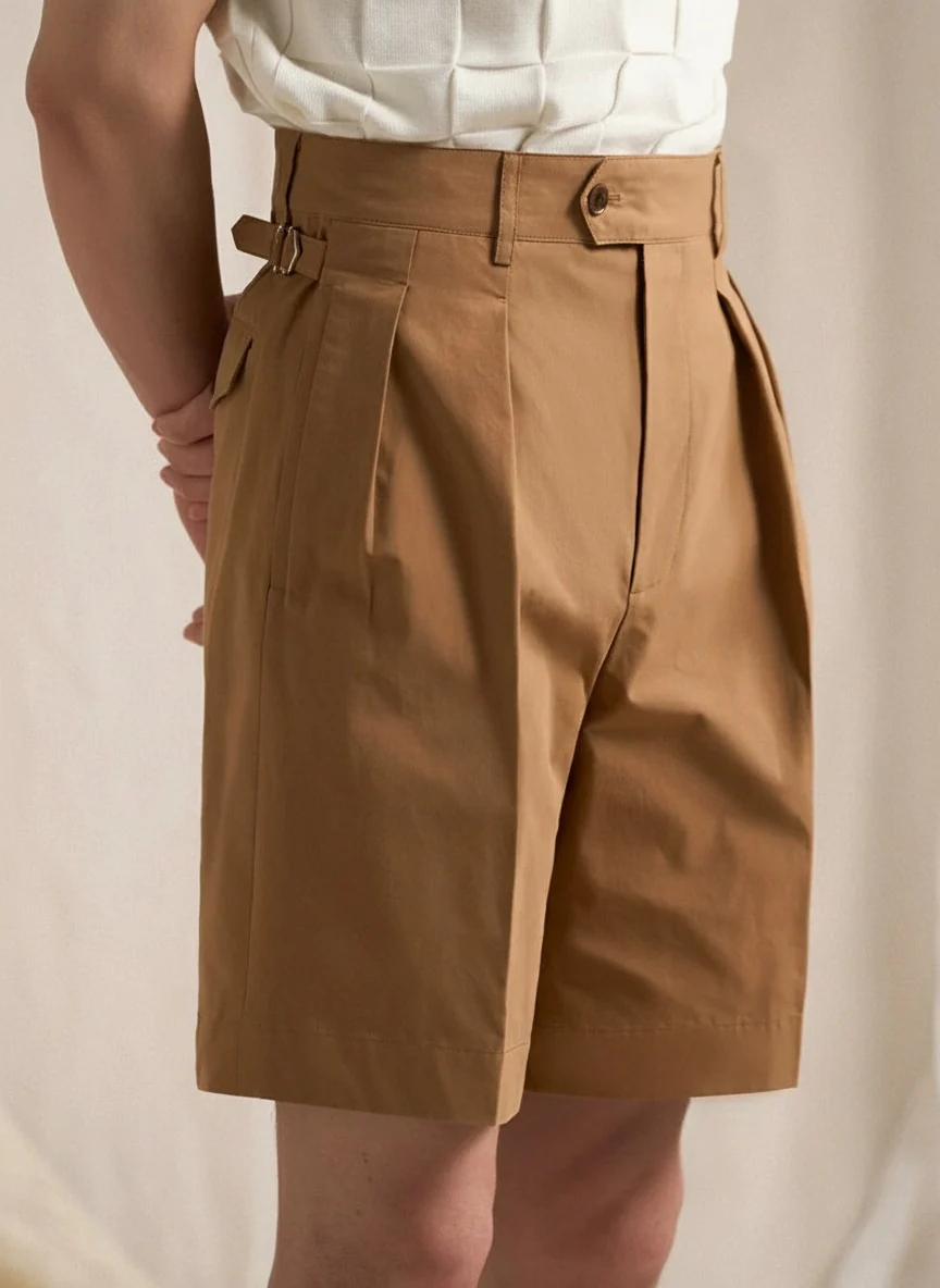 High-Waist Cotton Pleated Shorts - Image 4