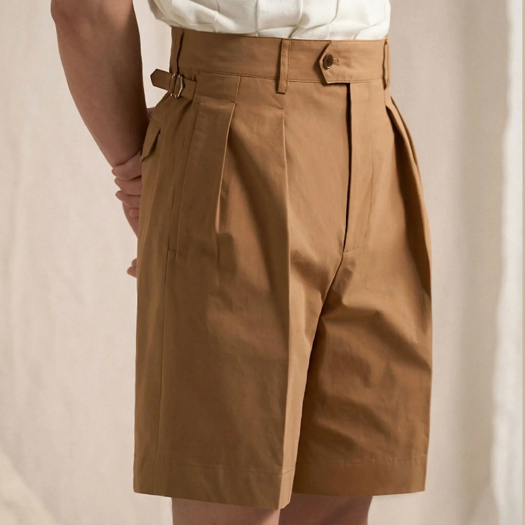 High-Waist Cotton Pleated Shorts - Image 5