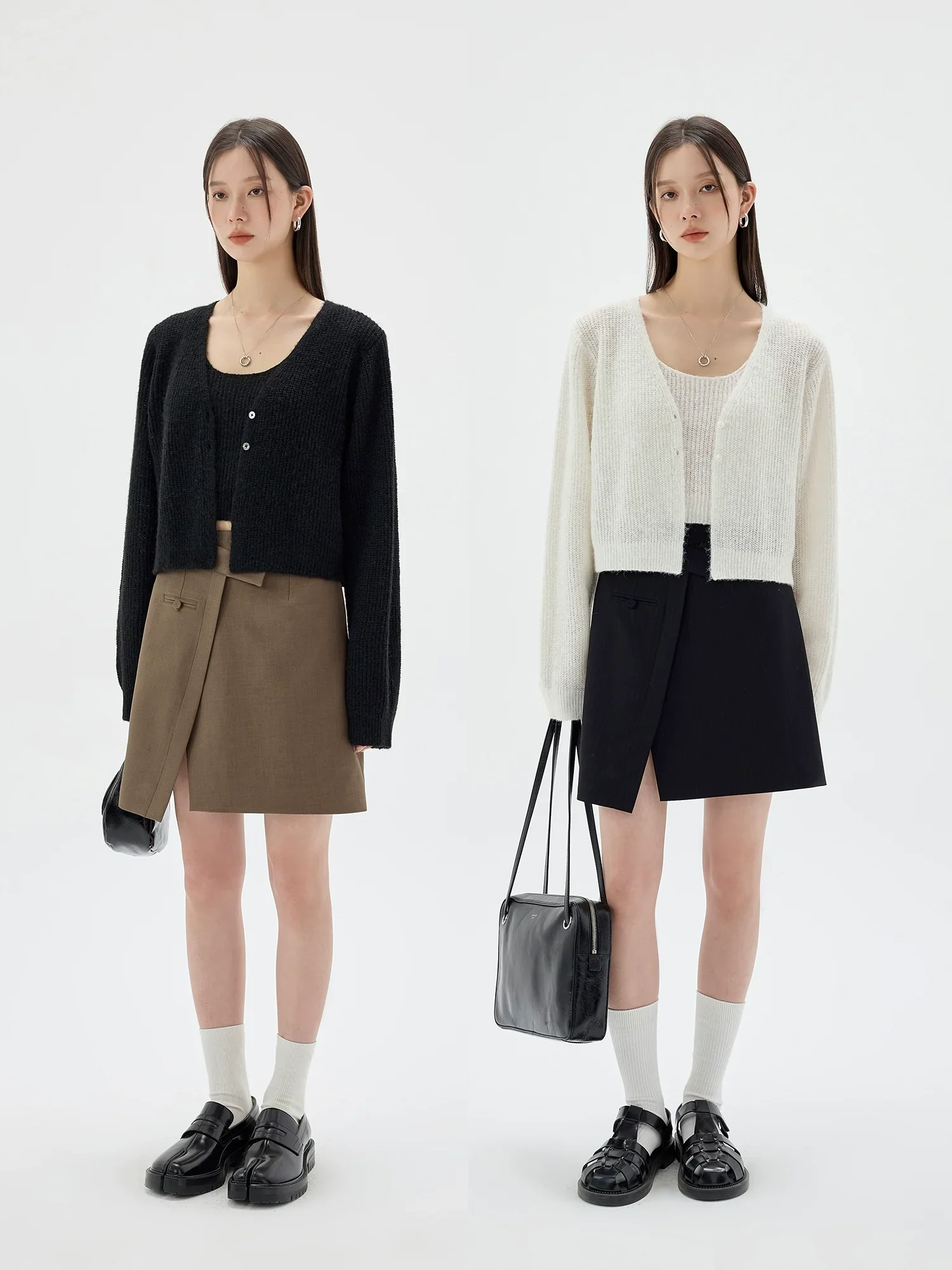 High Waist Knit Cardigan and Camisole Set