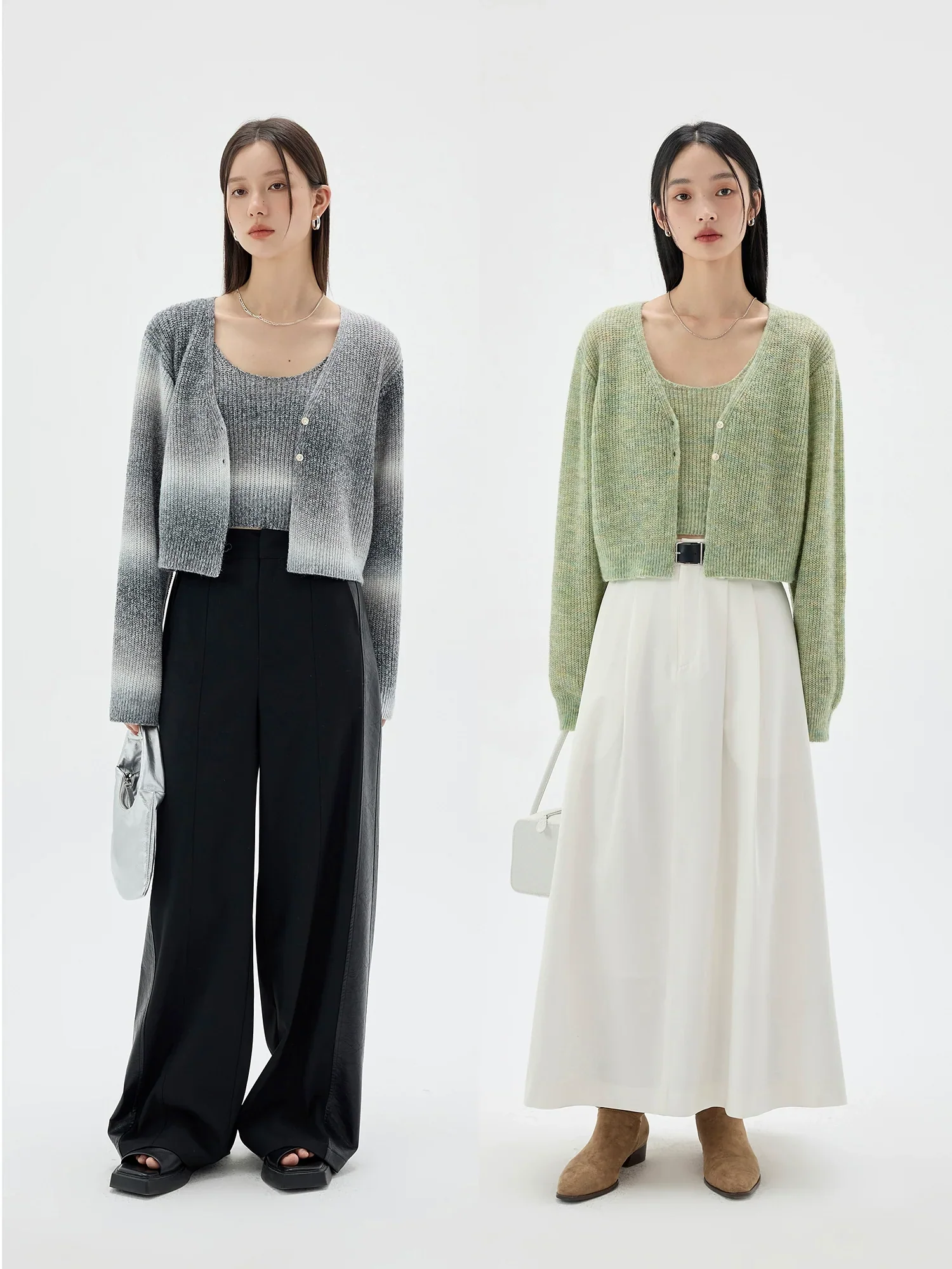 High Waist Knit Cardigan and Camisole Set - Image 3