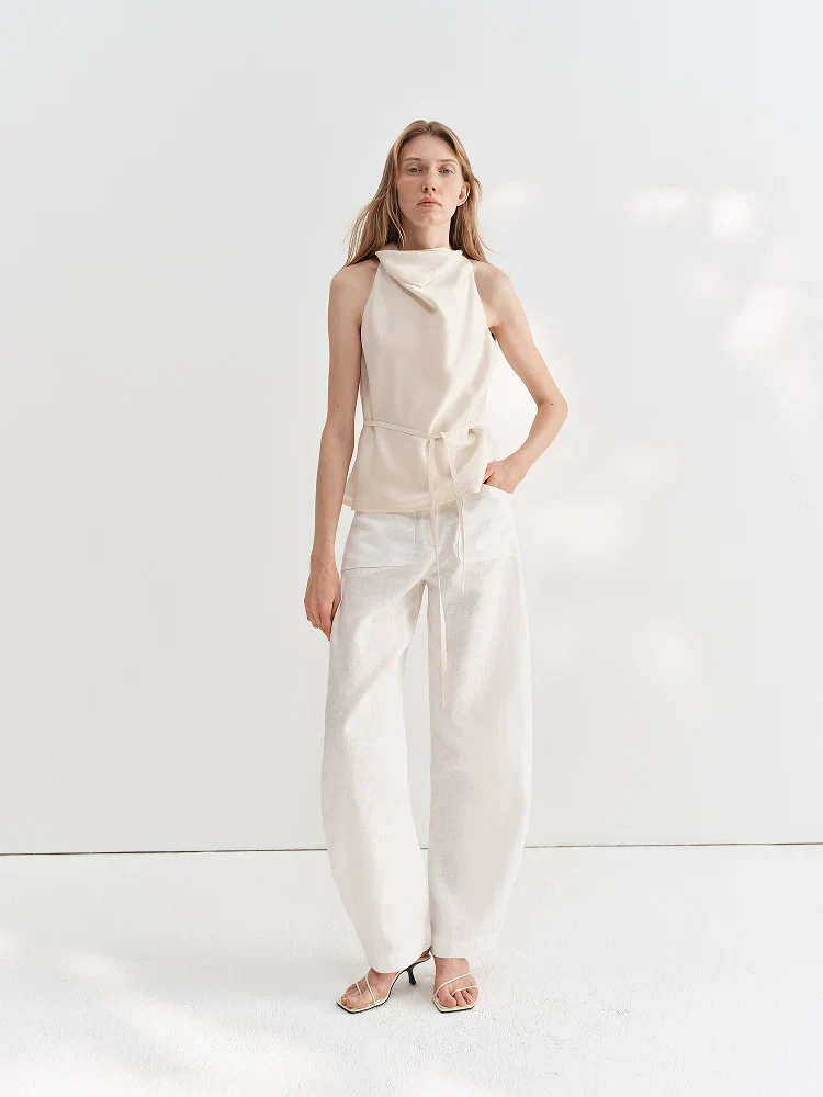 High-Waist Linen Wide-Leg Trousers - Image 3