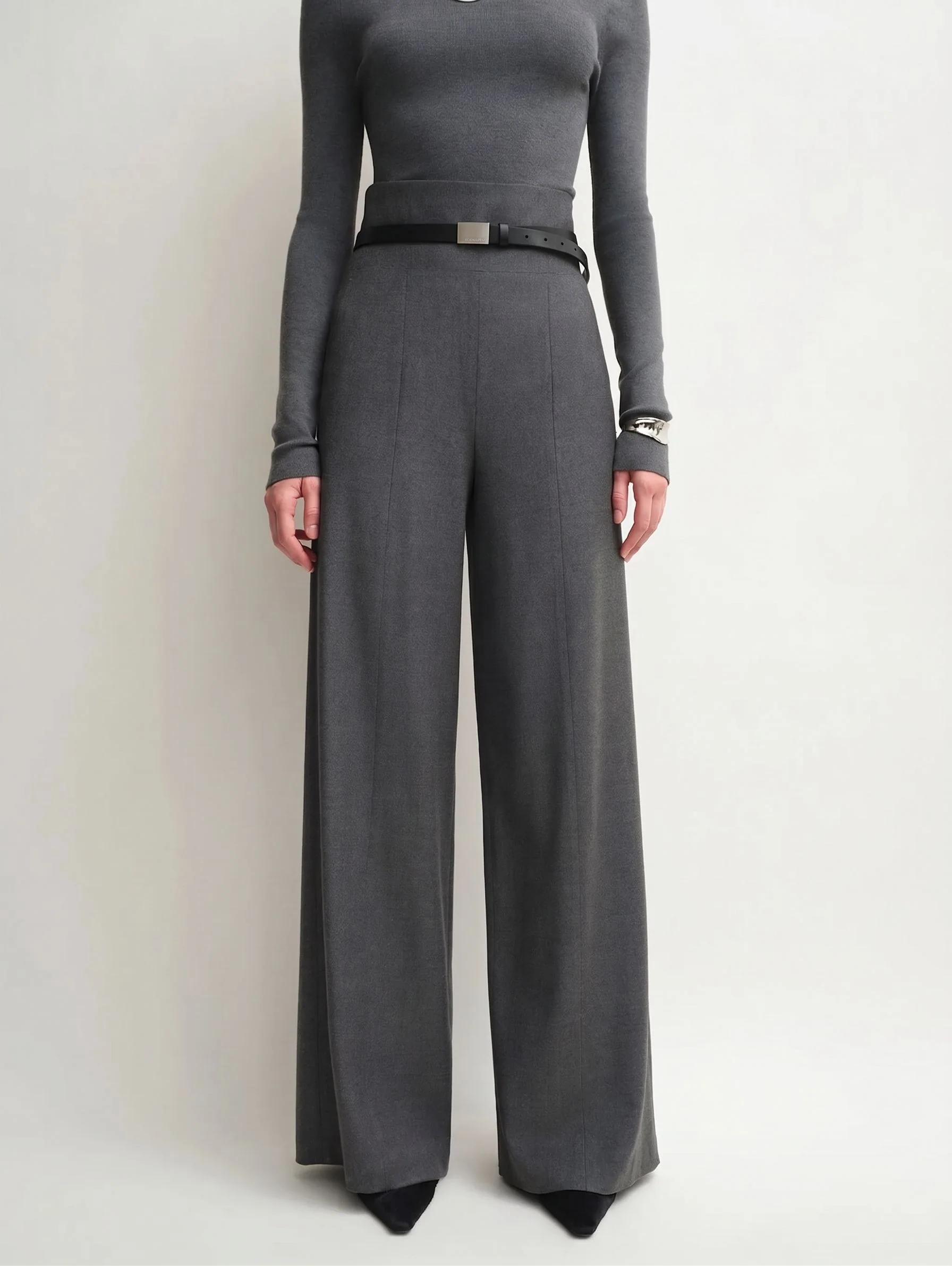 High-Waist Merino Wide-Leg Trousers - Image 2