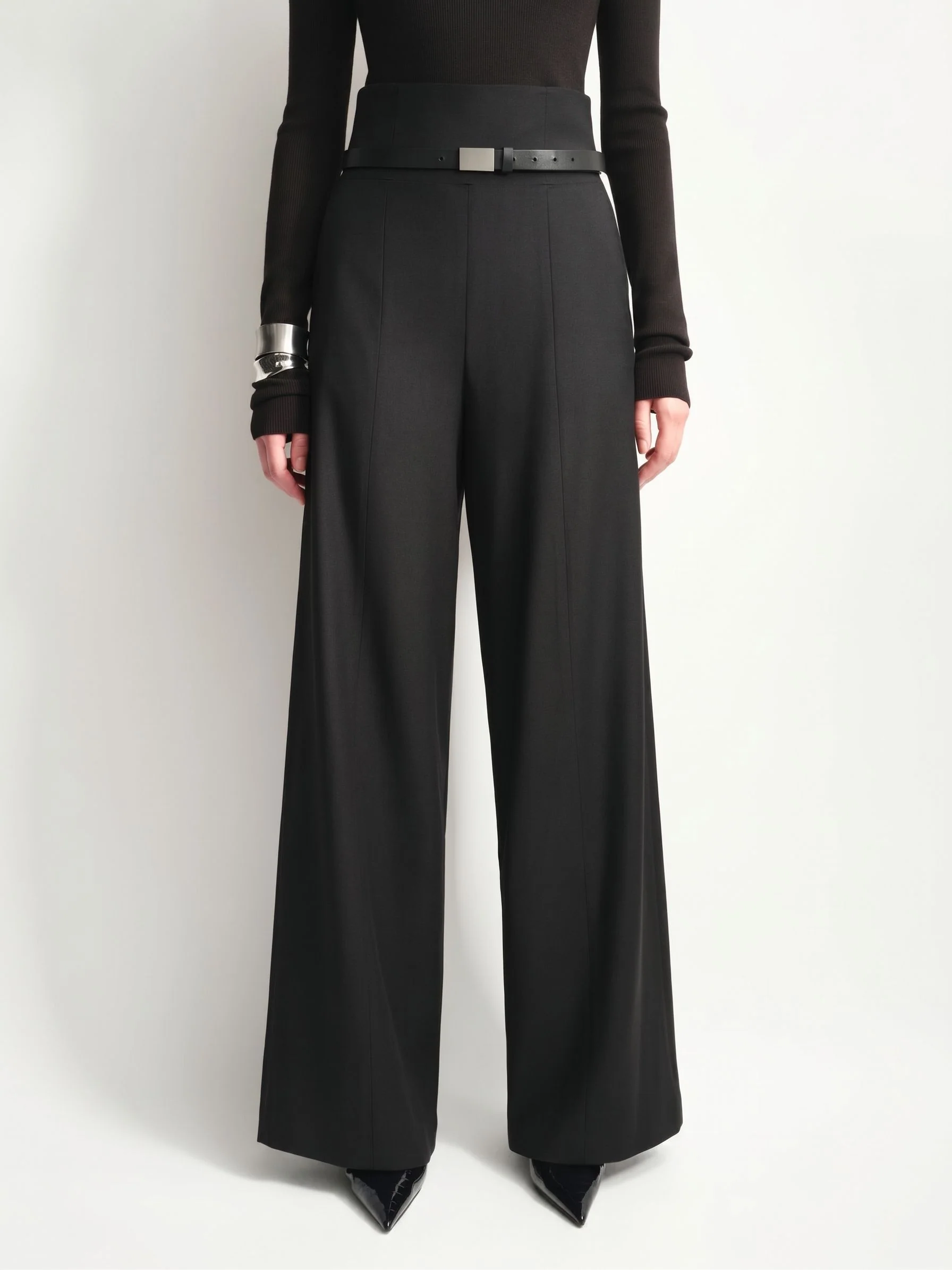 High-Waist Merino Wide-Leg Trousers - Image 5