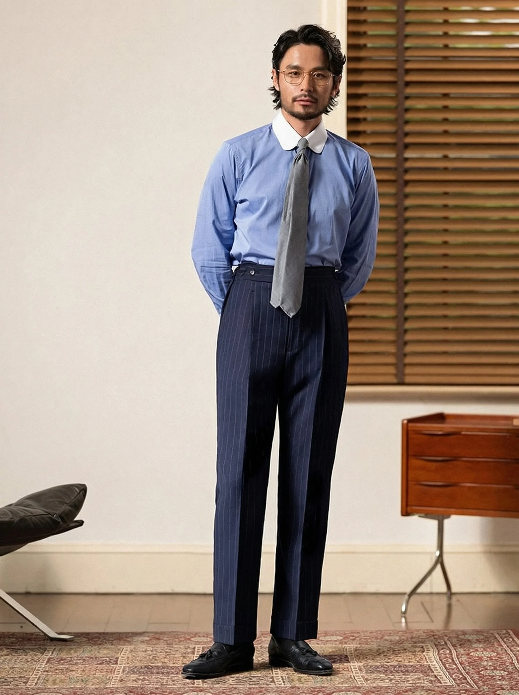 High-Waist Pinstripe Trousers - Image 5