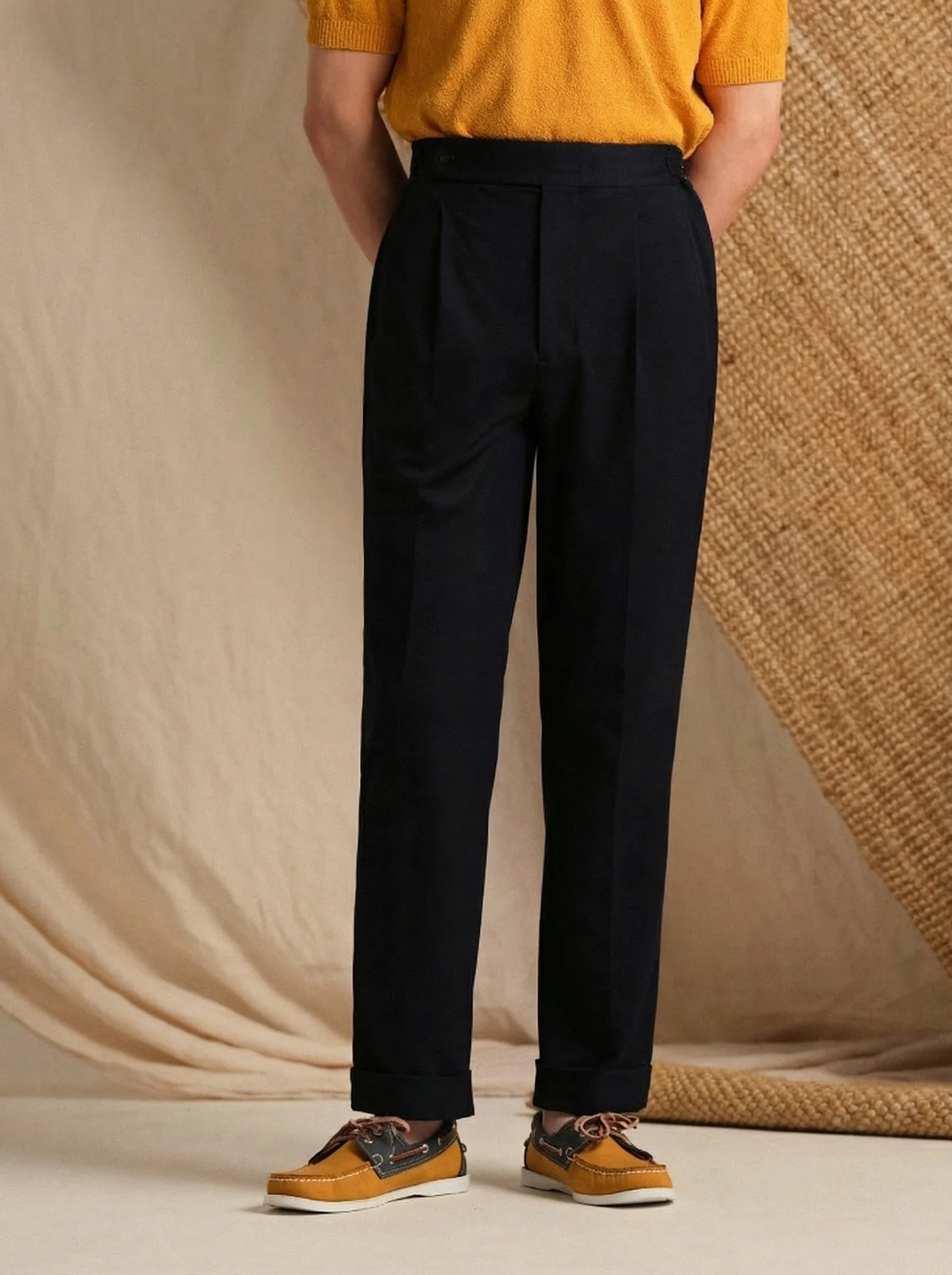 High-Waist Pleated Knit Trousers - Image 3