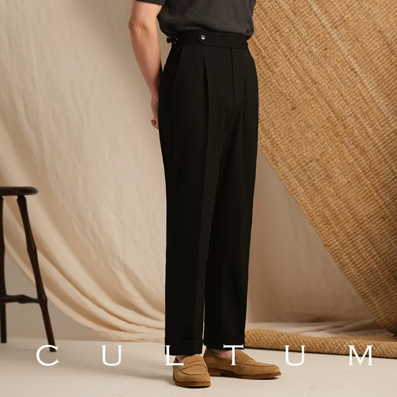 High-Waist Pleated Knit Trousers - Image 5