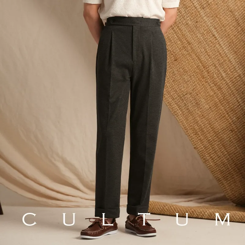 High-Waist Pleated Knit Trousers - Image 6