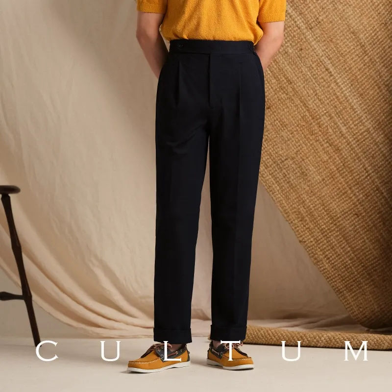 High-Waist Pleated Knit Trousers - Image 7