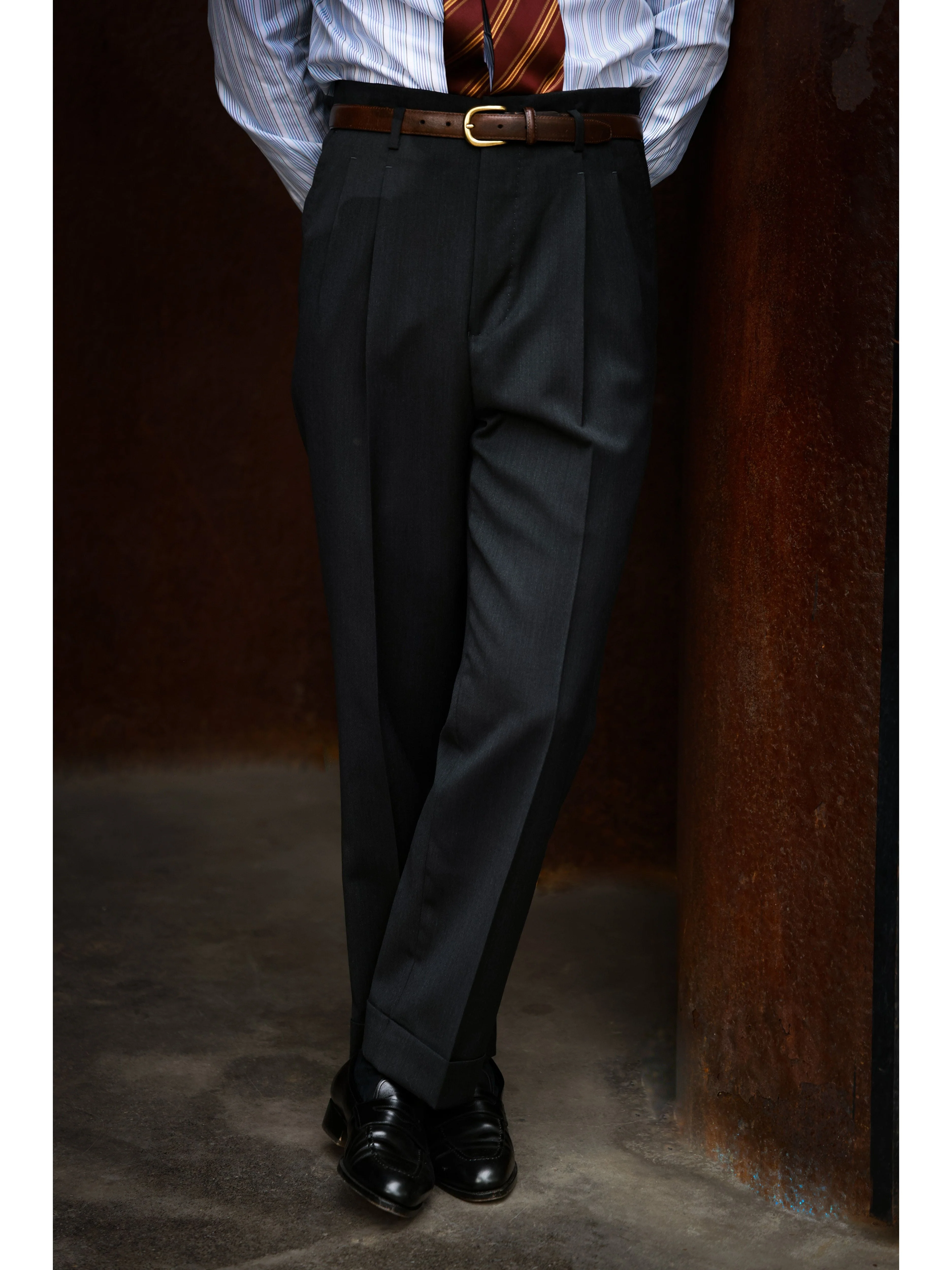 High-Waist Pleated Trousers