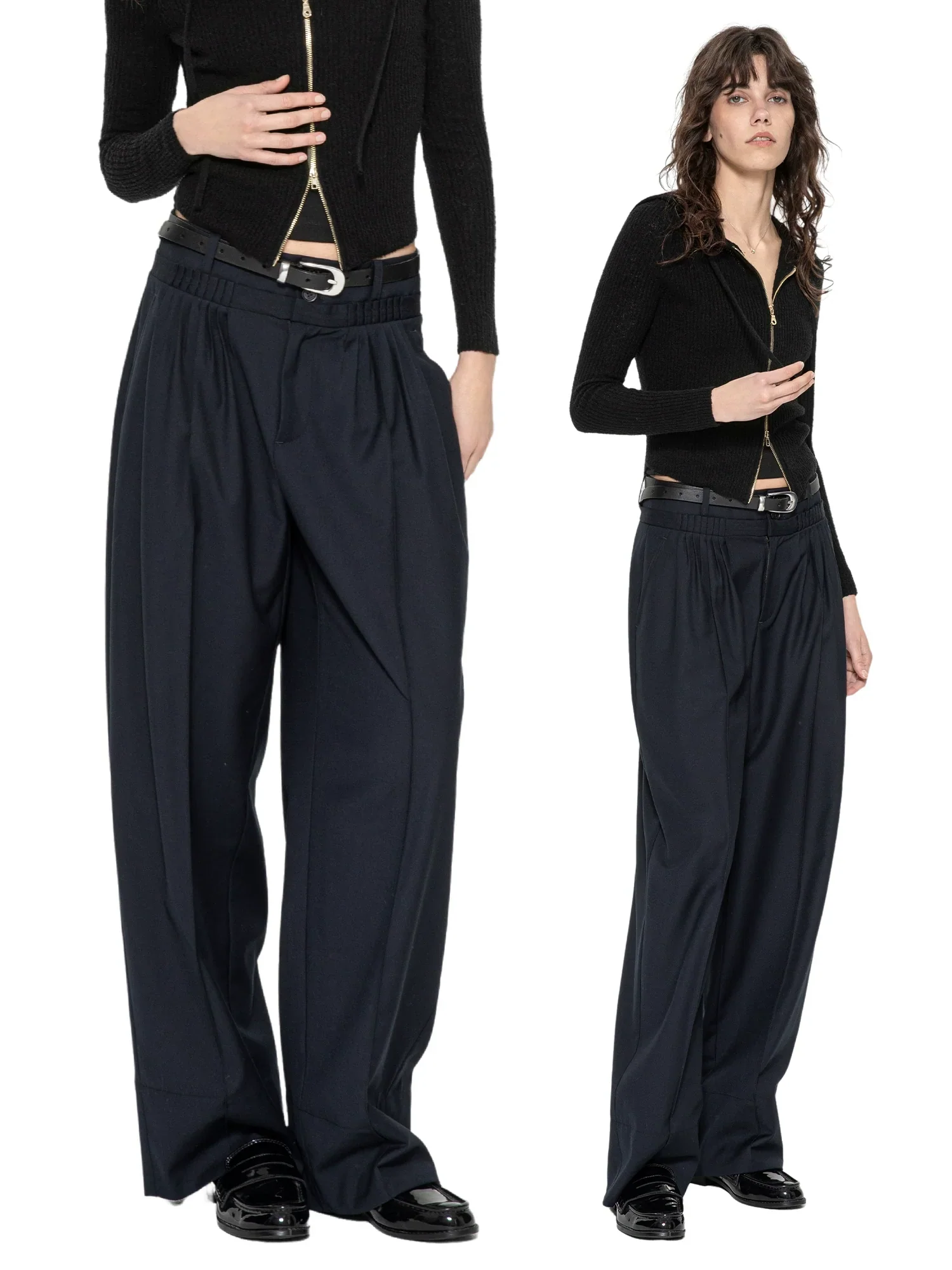 High-Waist Pleated Wide-Leg Trousers - Image 2