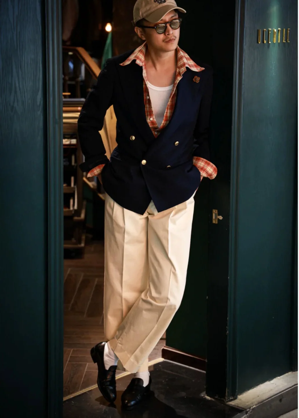 High-Waist Sand Cotton Wide-Leg Trousers