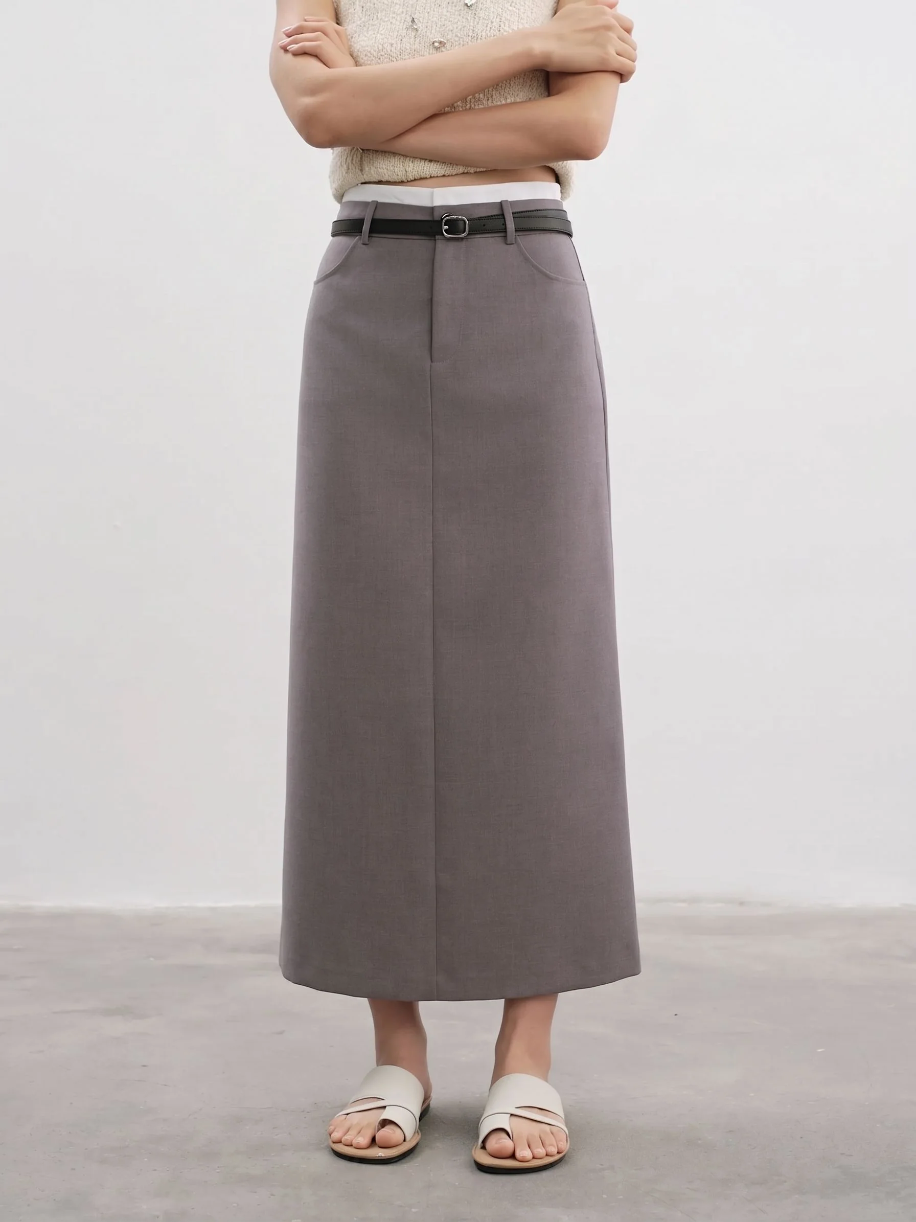 High-Waist Slit Skirt