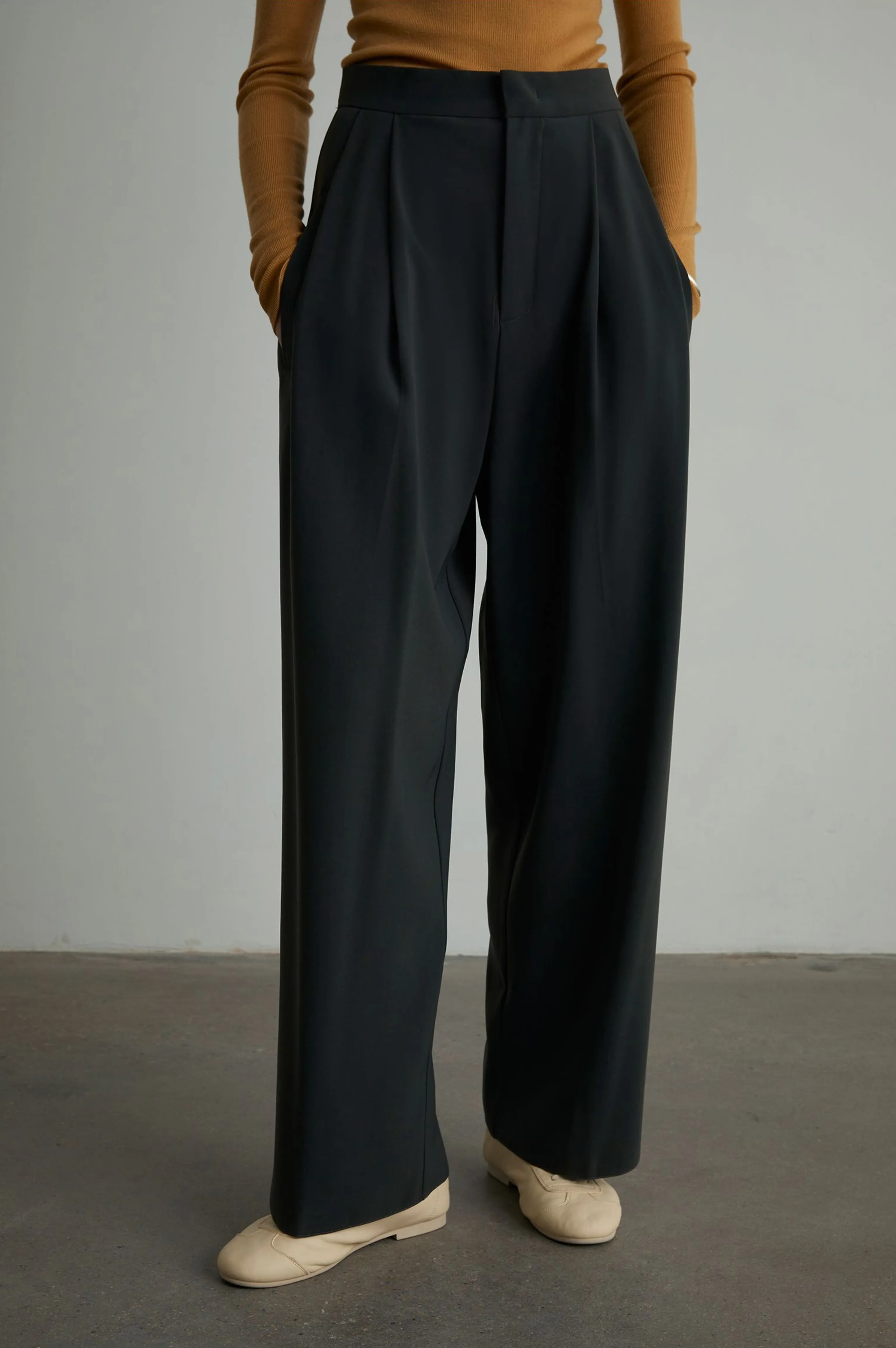 High-Waist Wide-Leg Wool Pants