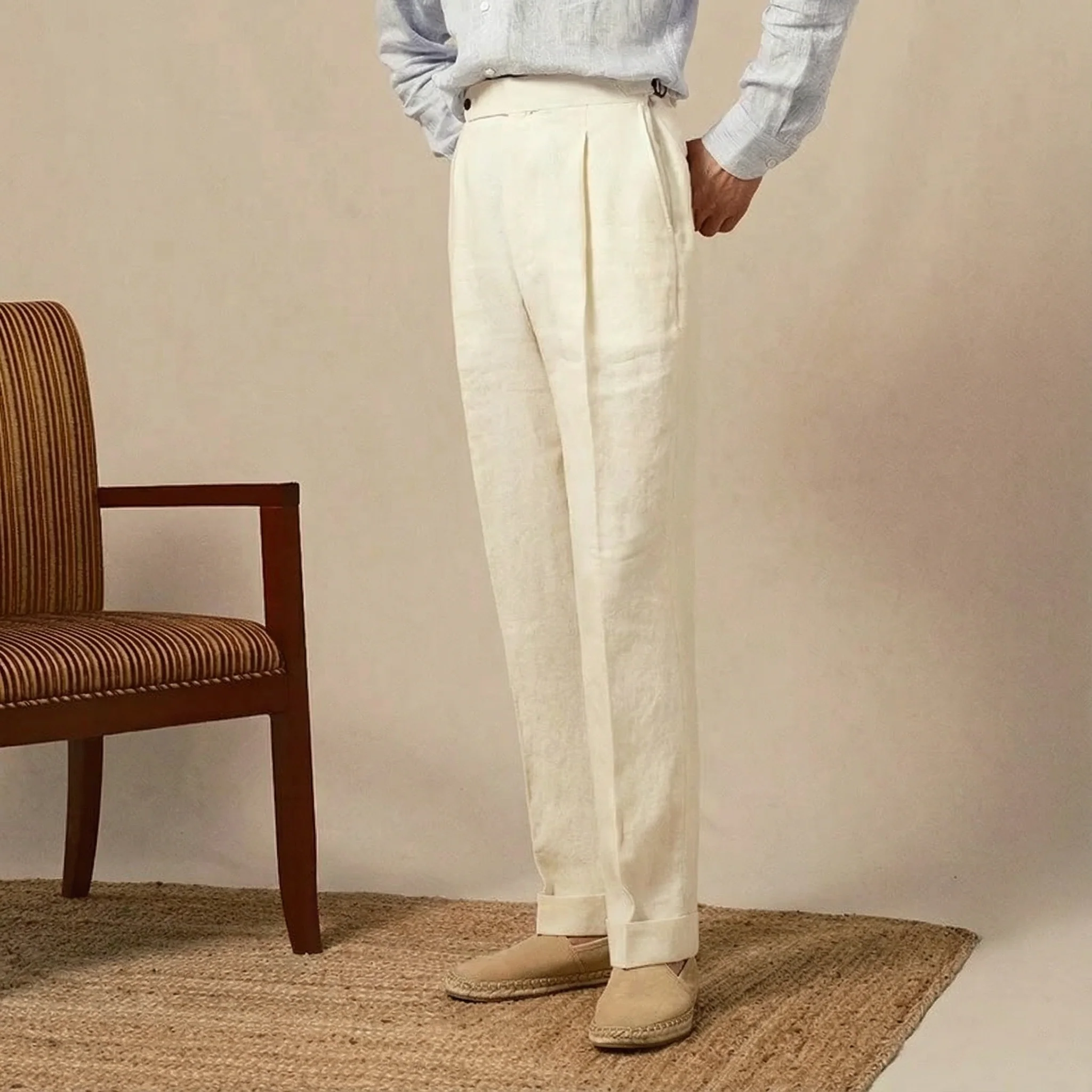 High-Waisted French Linen Trousers - Image 4