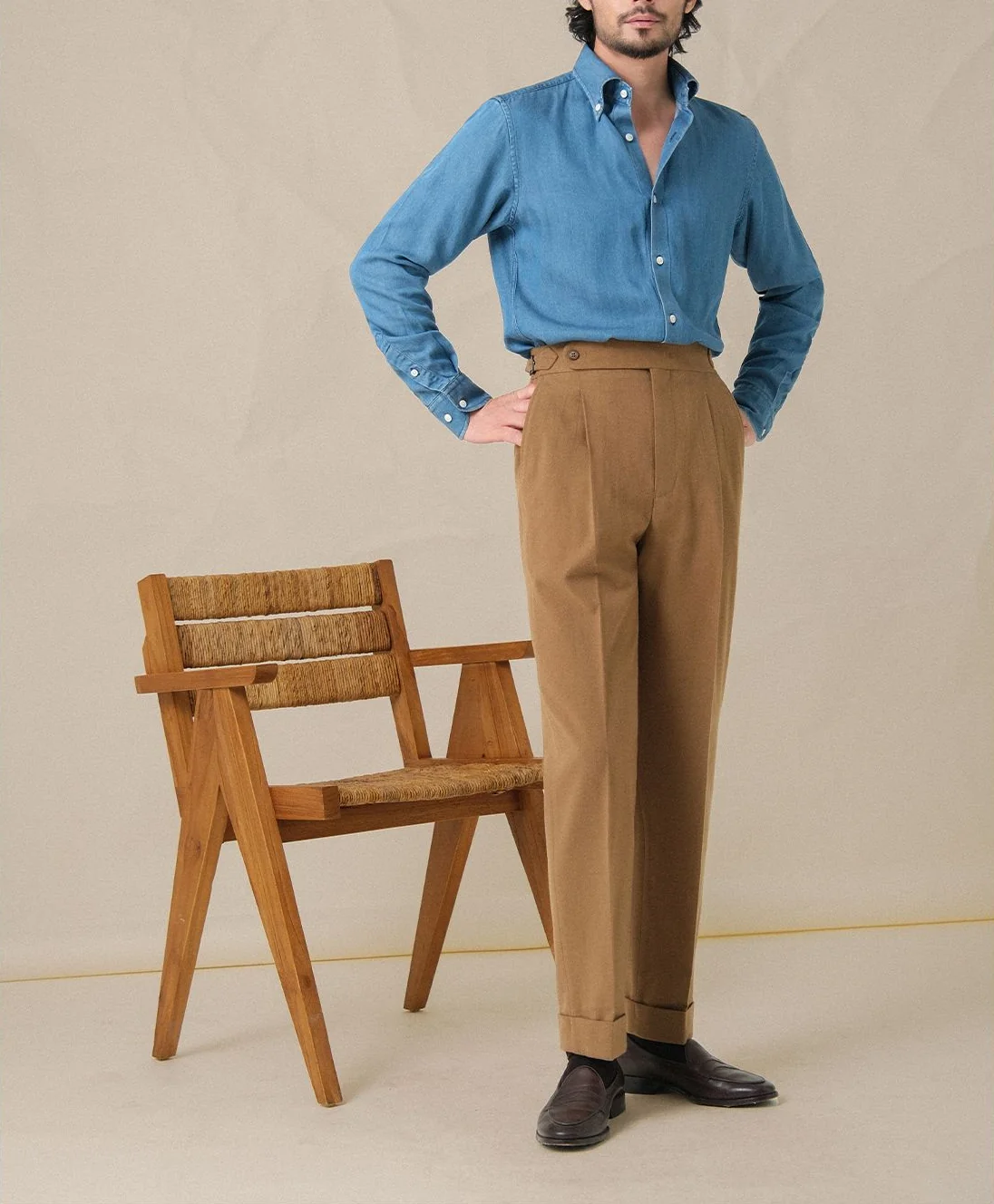 High-Waisted Pleat Trousers