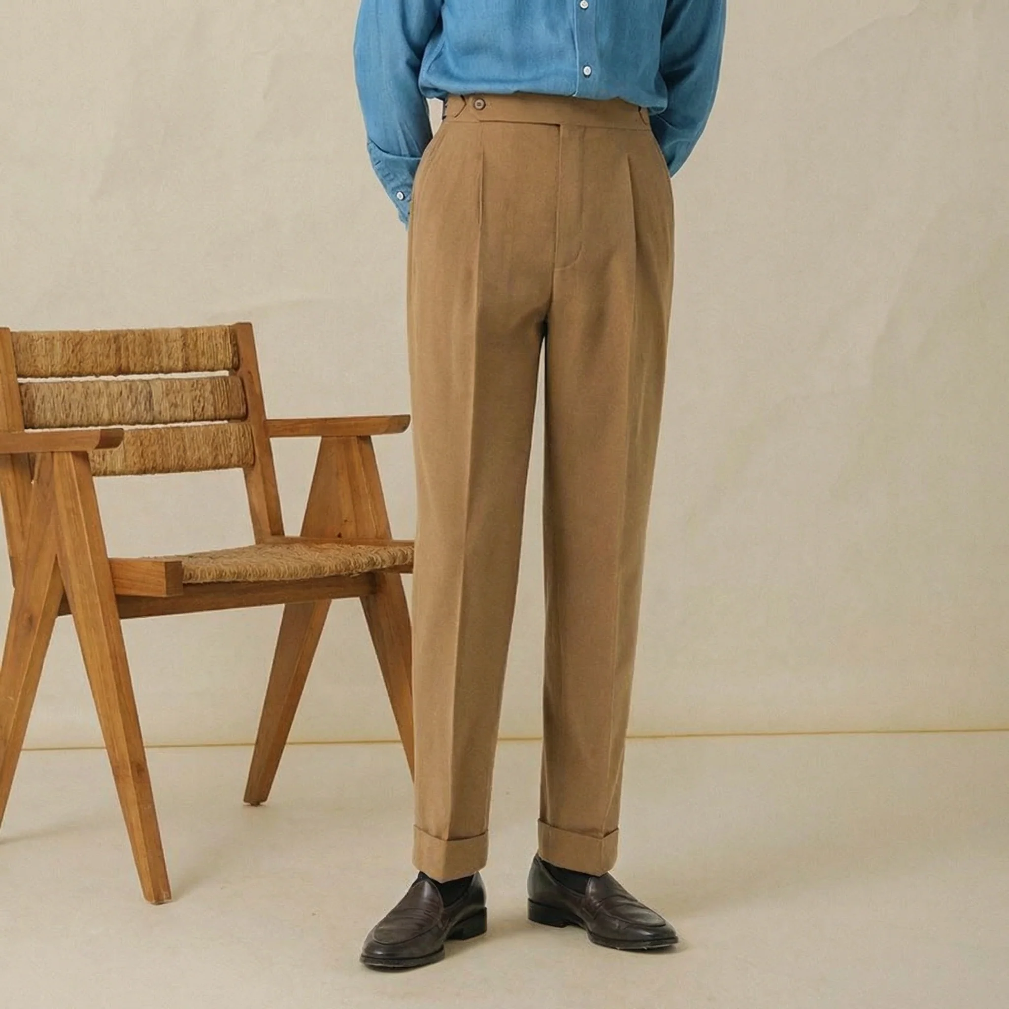 High-Waisted Pleat Trousers - Image 3