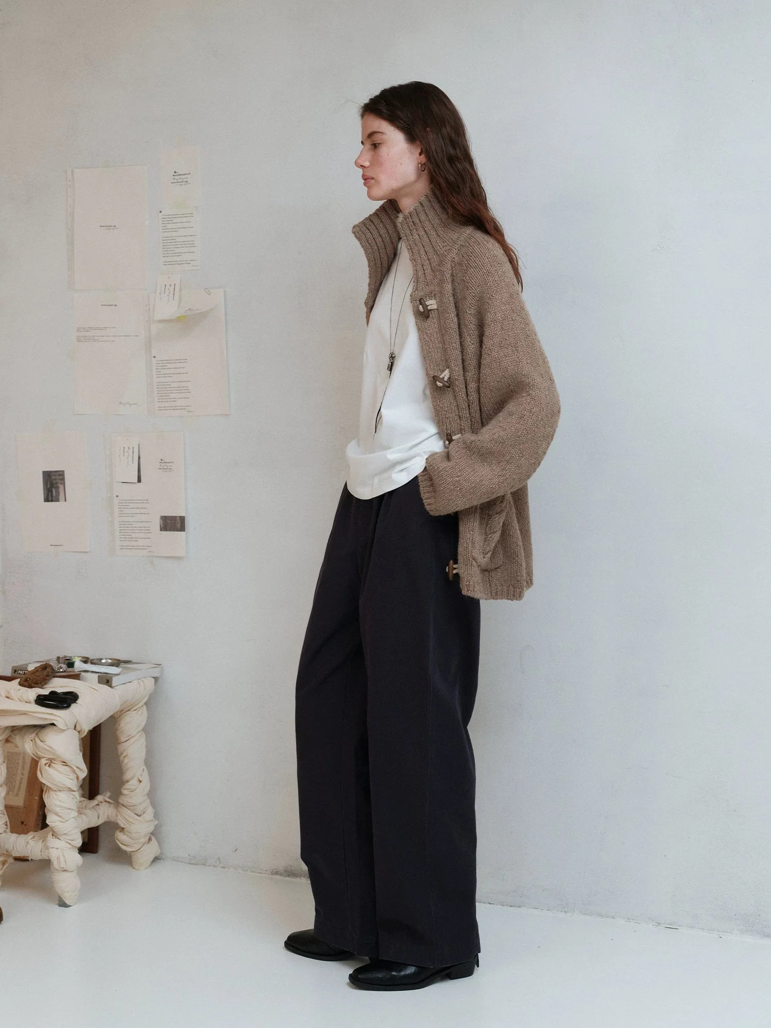 High-Waisted Pleated Cotton Wide-Leg Trousers - Image 4