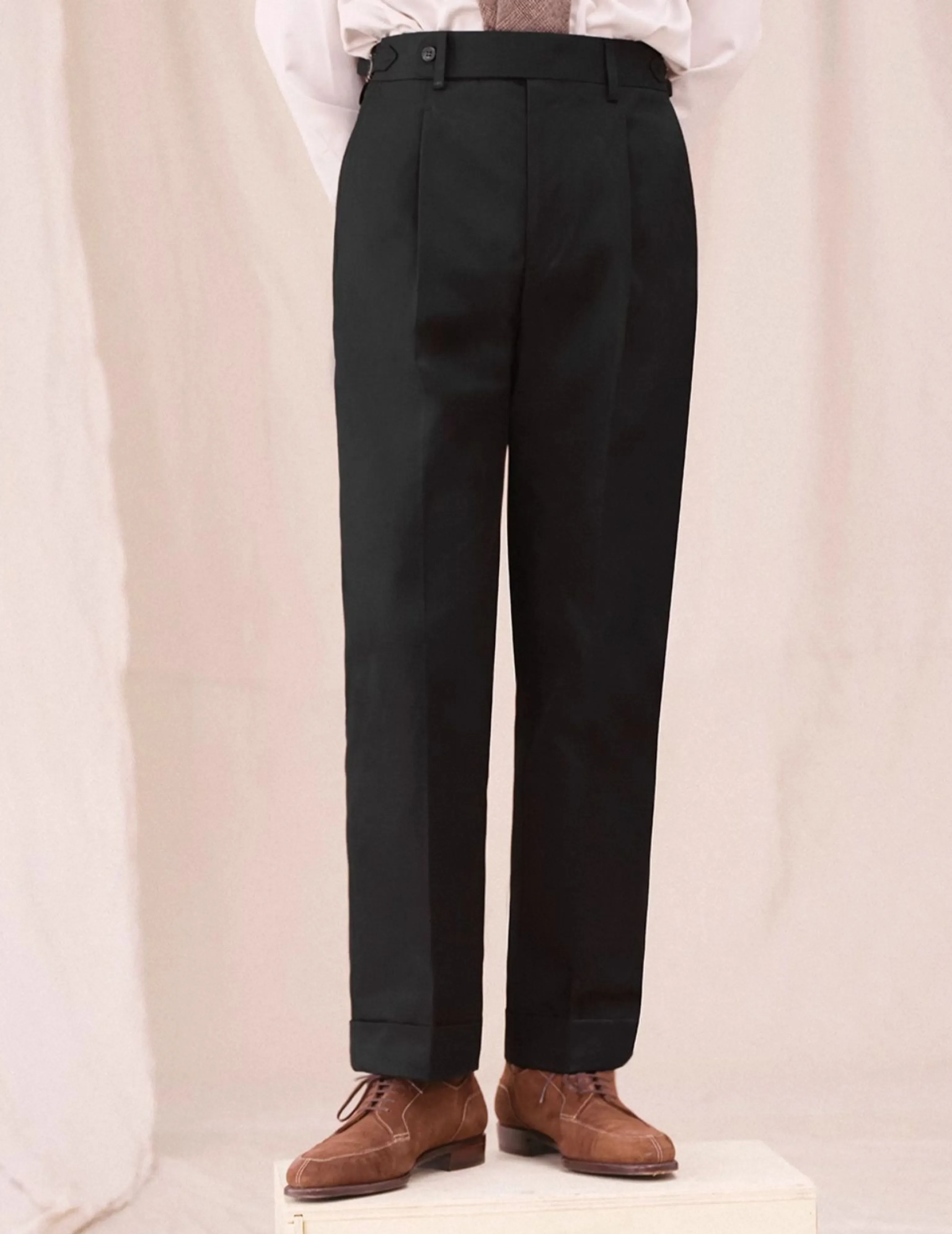 High-Waisted Pleated Trousers