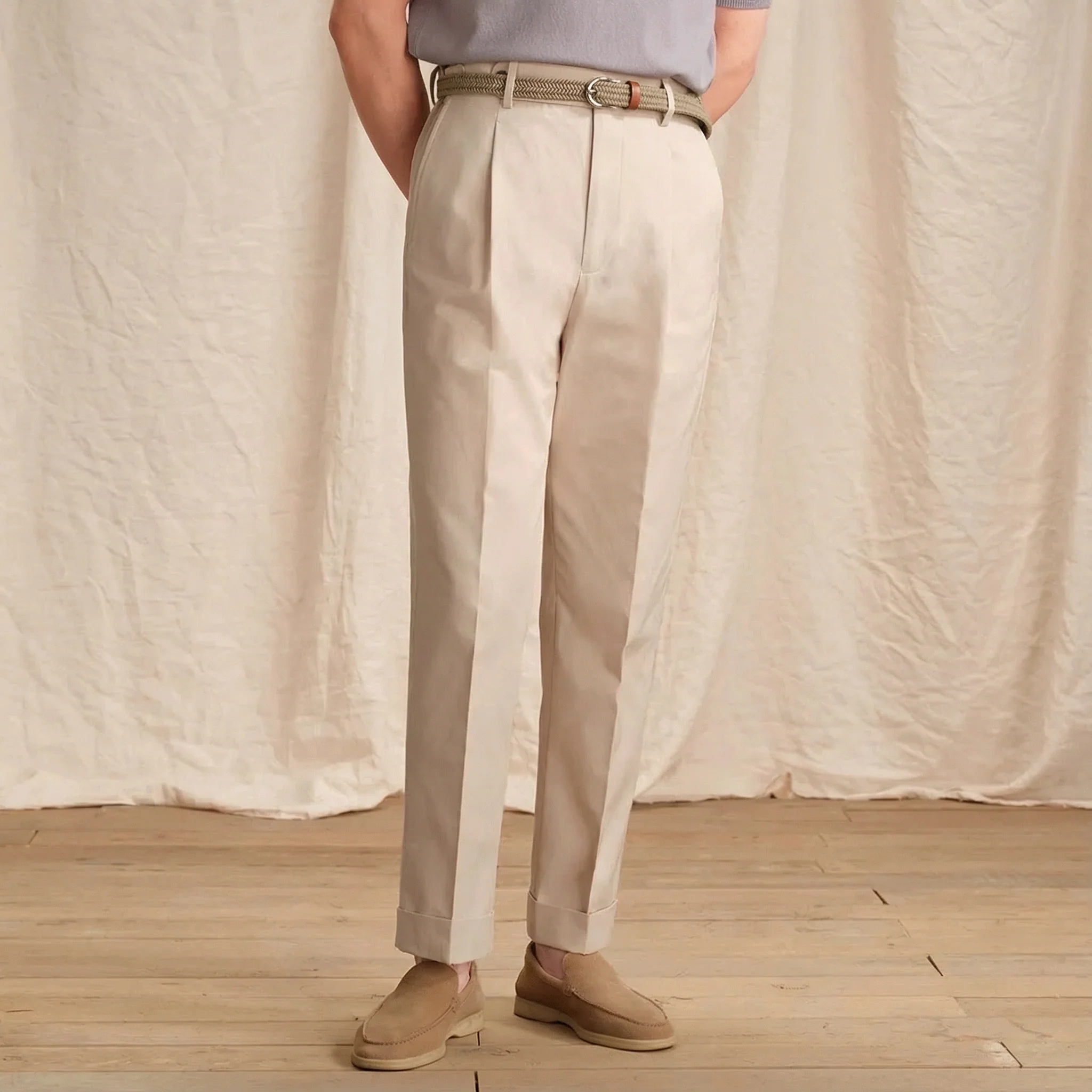 High-Waisted Pleated Trousers - Image 2