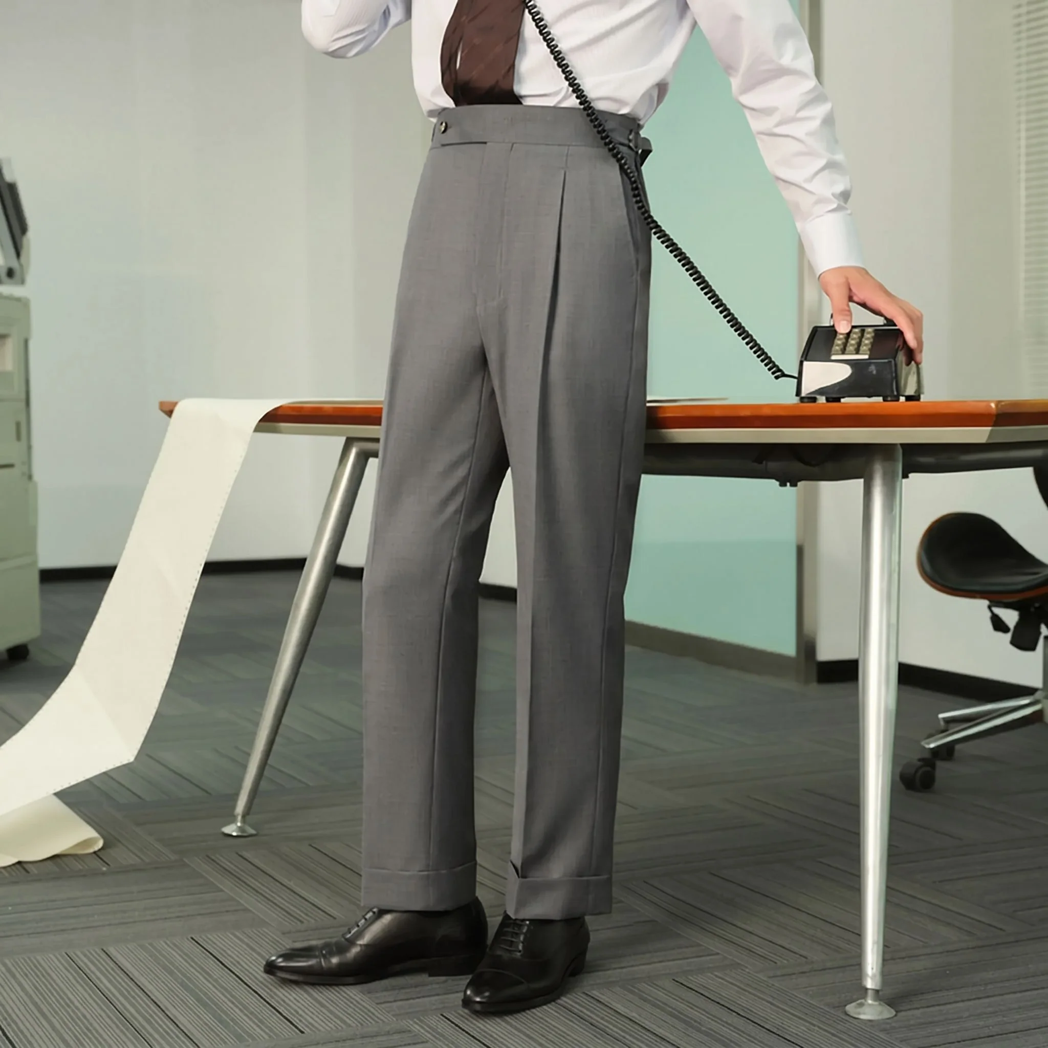 High-Waisted Pleated Trousers