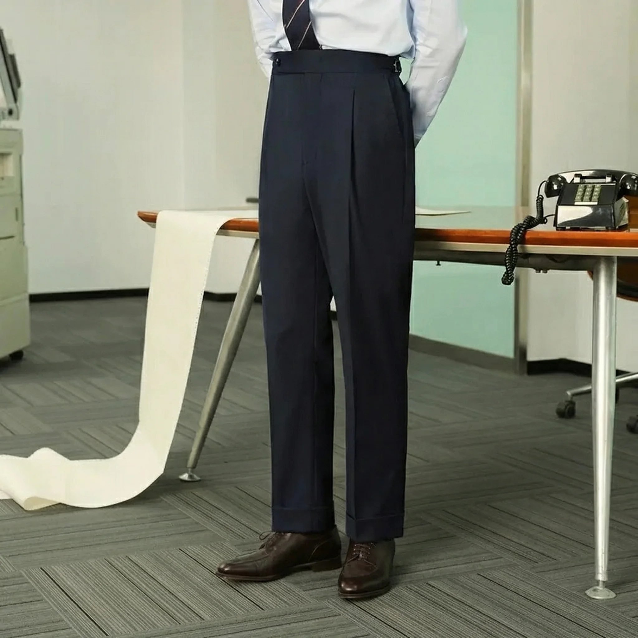 High-Waisted Pleated Trousers - Image 4