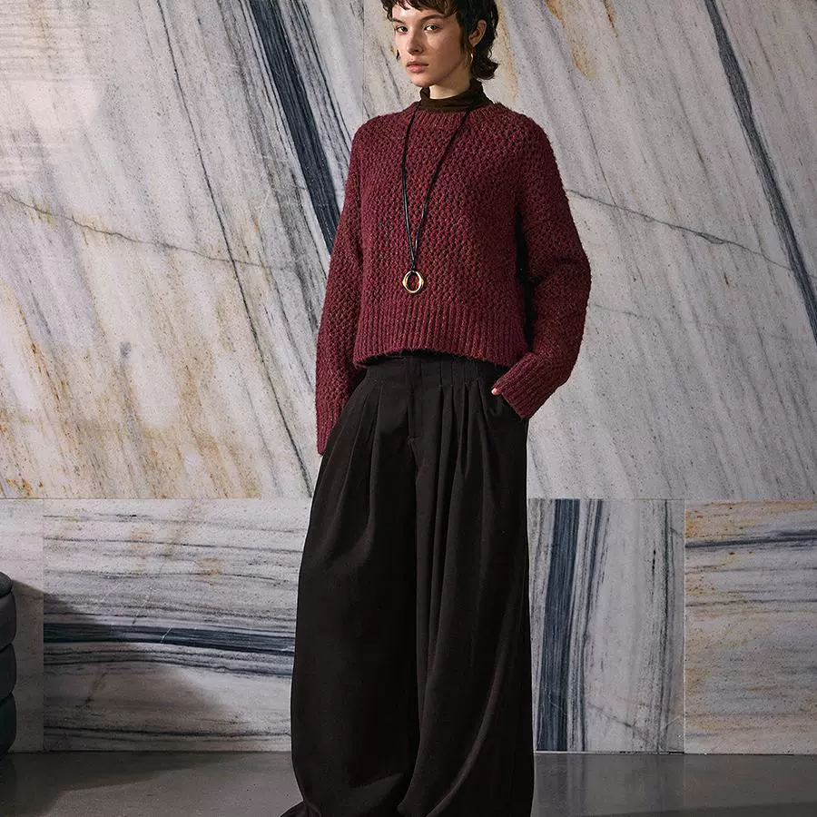 High-Waisted Pleated Wide-Leg Trousers - Image 7