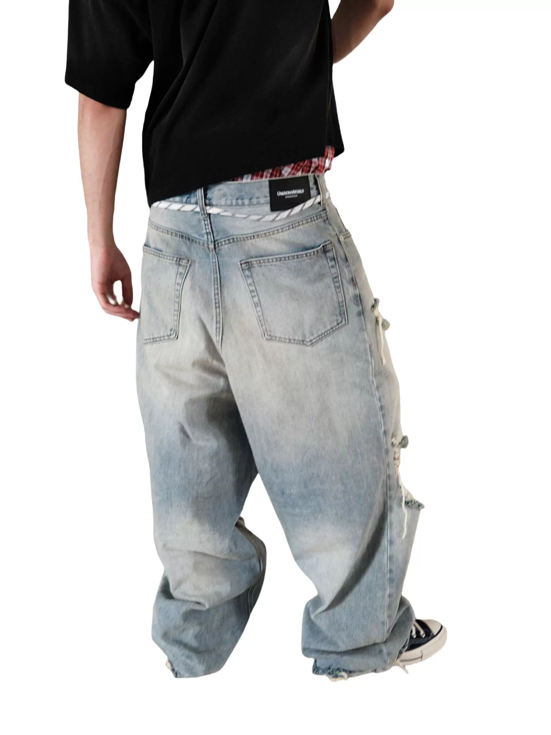 High-Waisted Wide-Leg Distressed Jeans - Image 2