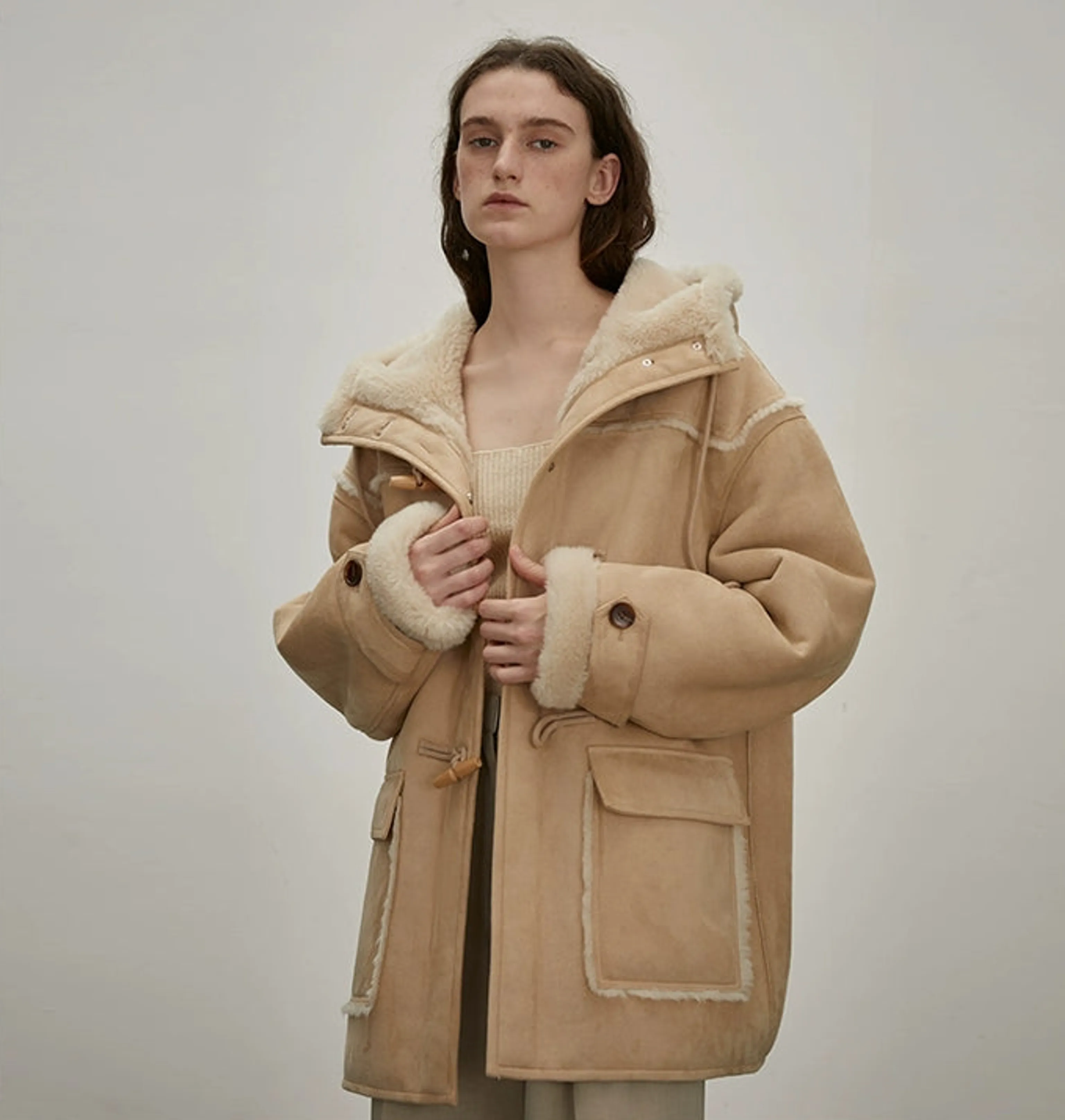 Hooded Faux Shearling Duffle Jacket - Image 6