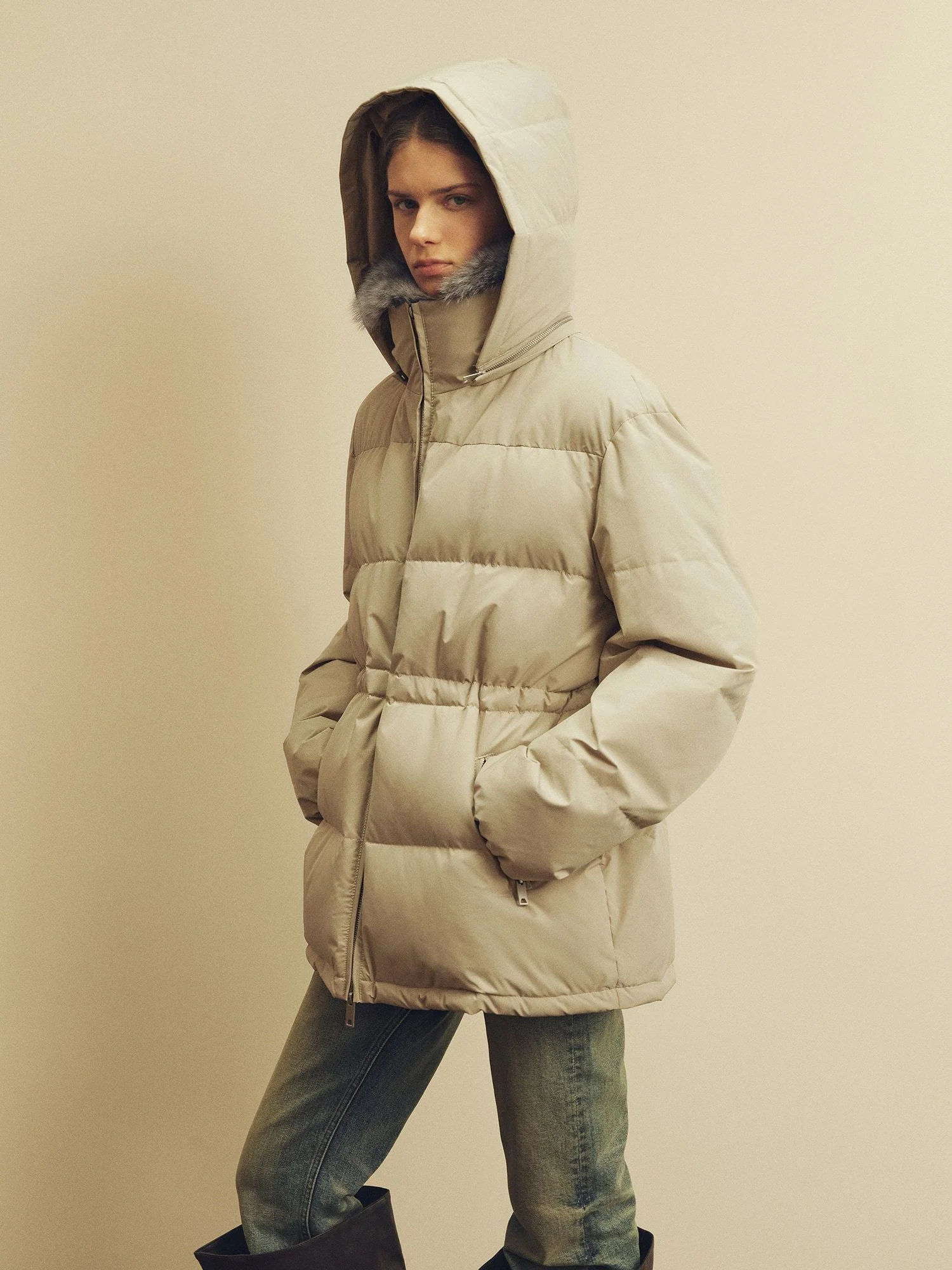 Hooded Fur Puffer - Image 2