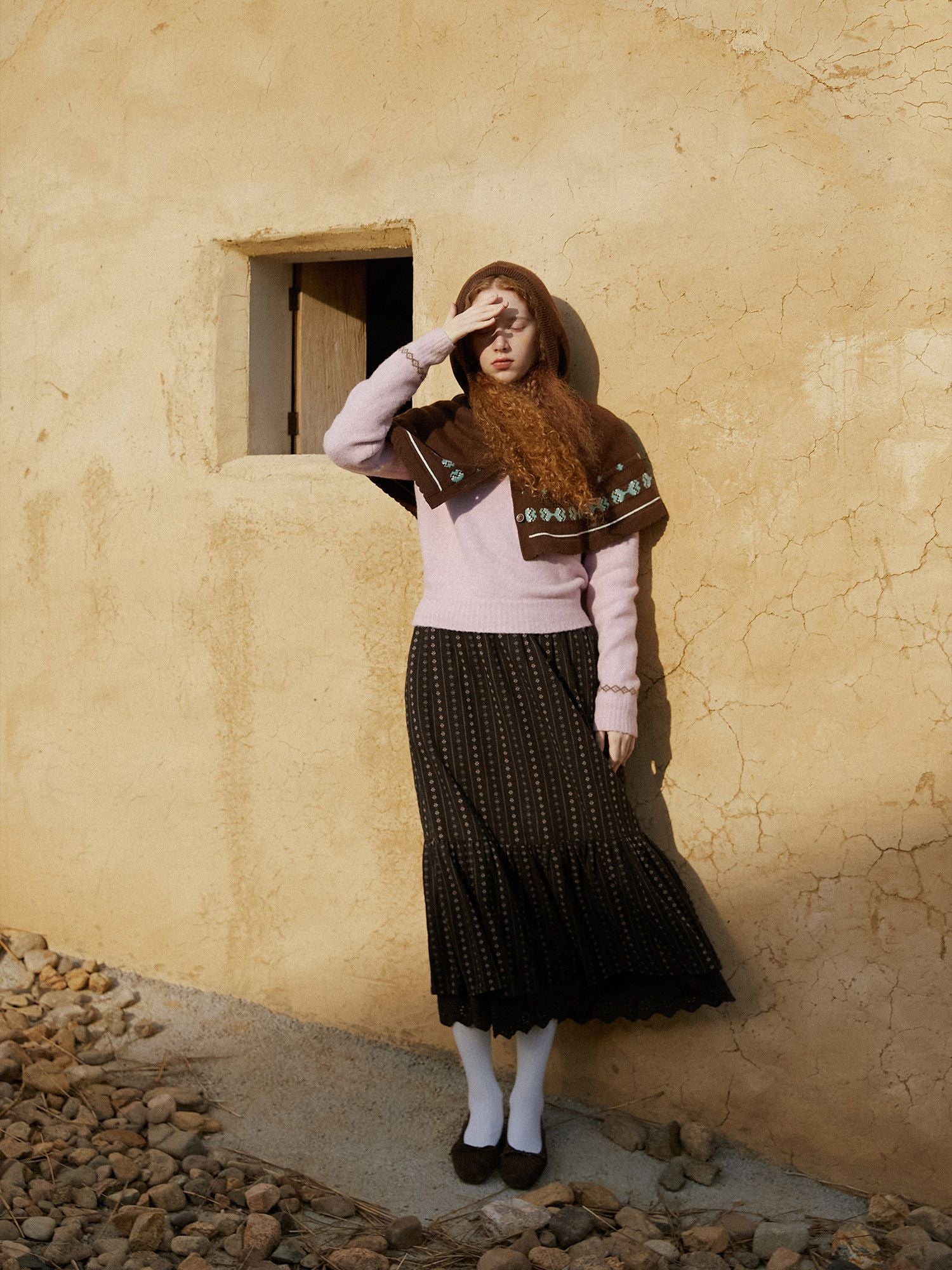 Hooded Knit Cape