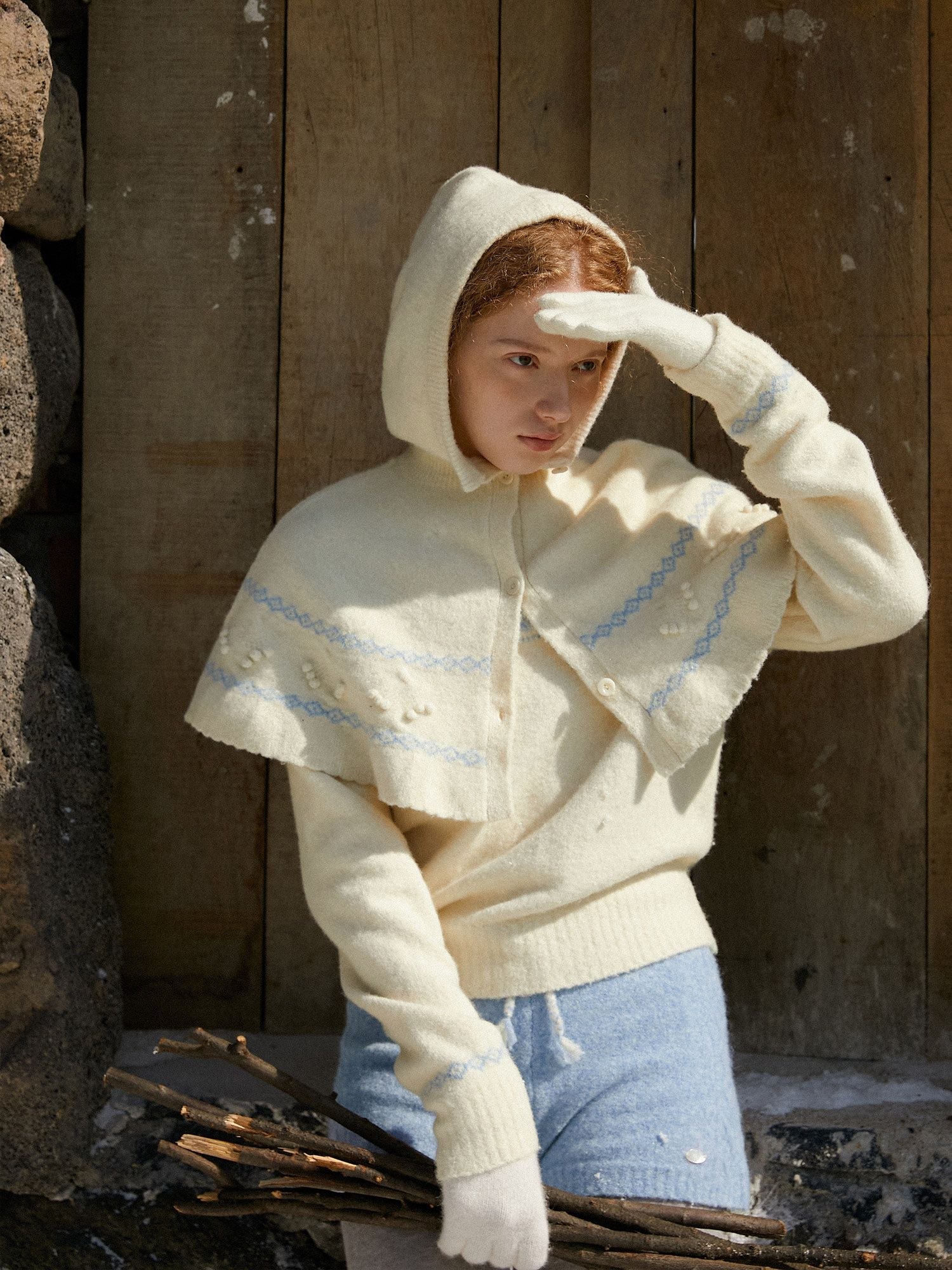 Hooded Knit Capelet