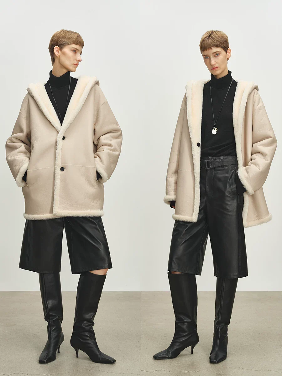 Hooded Merino Shearling Jacket - Image 2