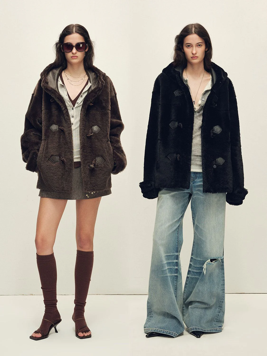 Hooded Shearling Duffle Coat - Image 4