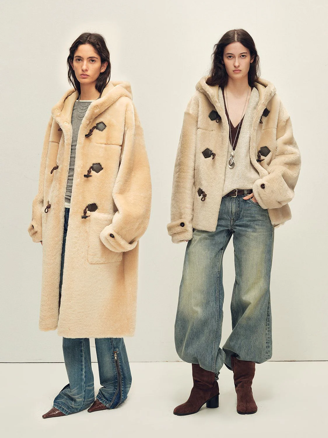 Hooded Shearling Duffle Coat - Image 5
