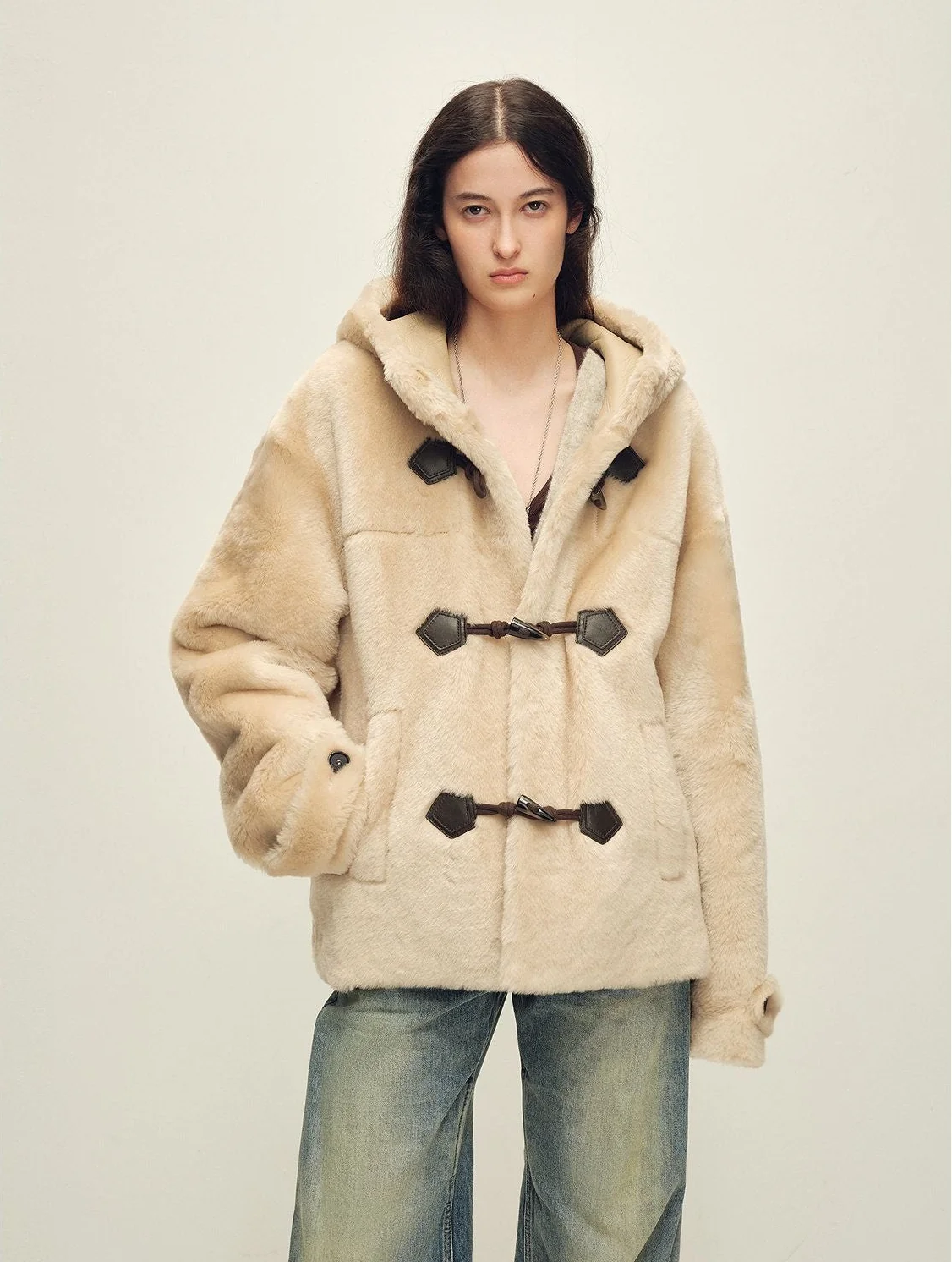 Hooded Shearling Duffle Coat - Image 6