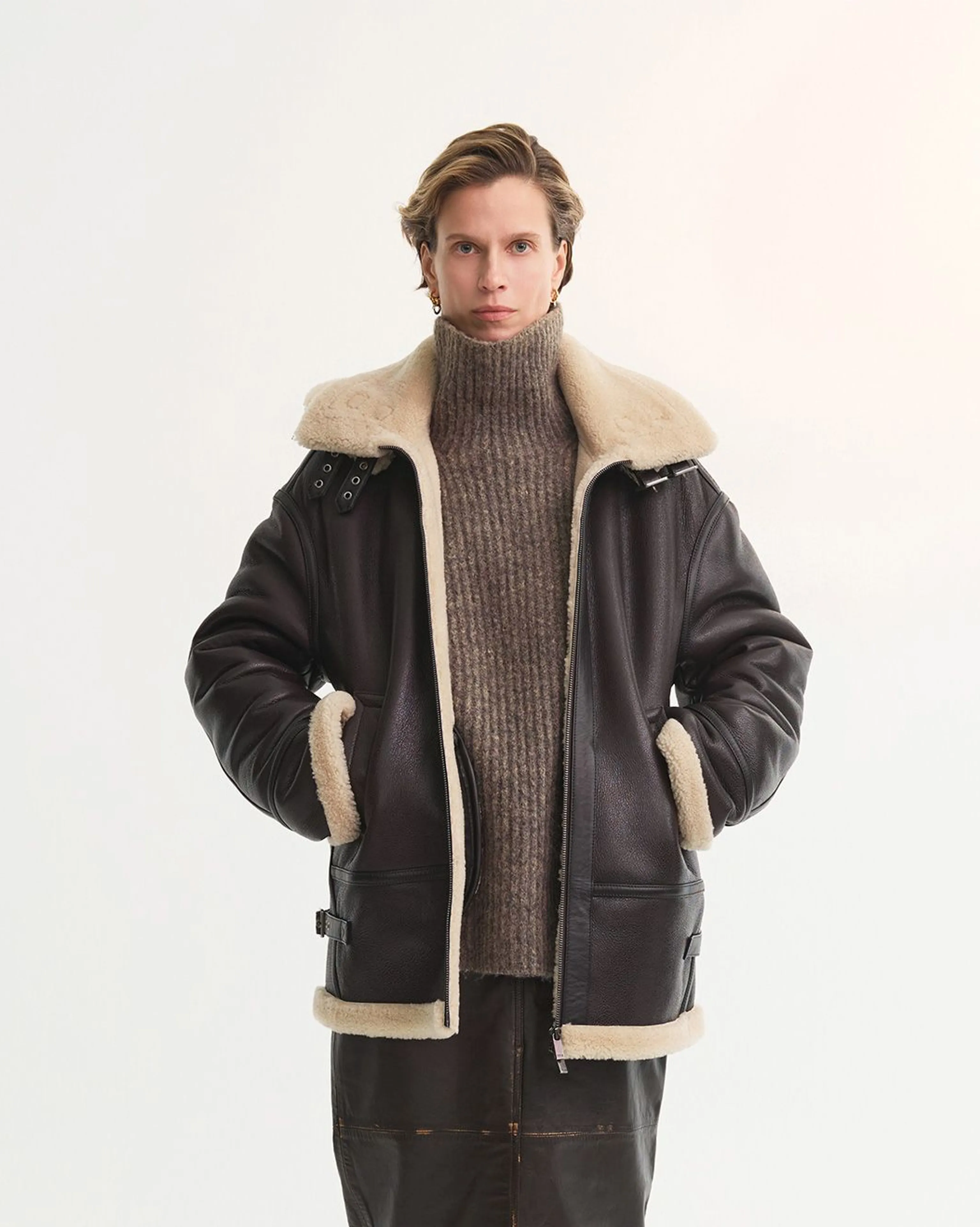 Hooded Sheepskin Aviator Jacket