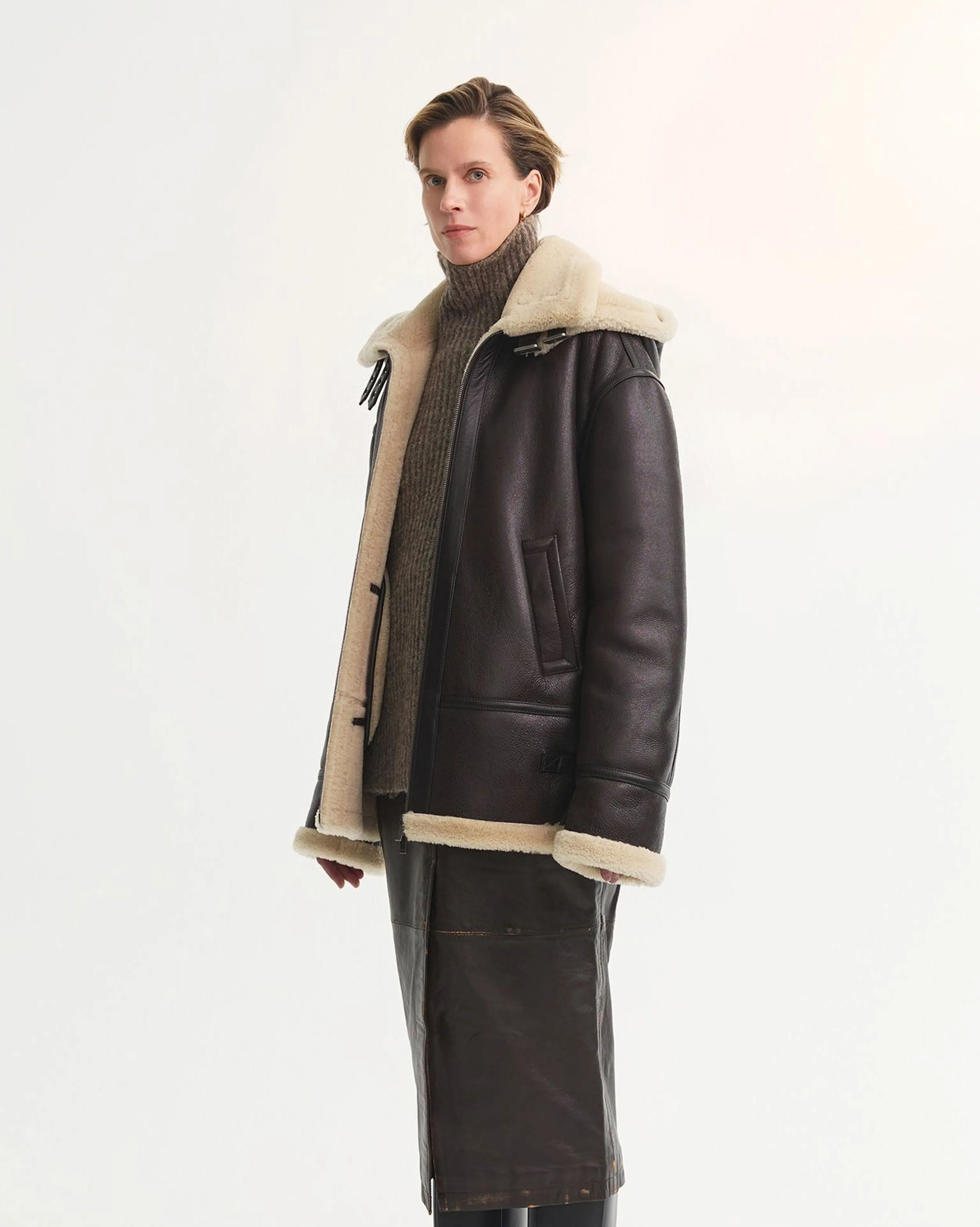 Hooded Sheepskin Aviator Jacket - Image 2