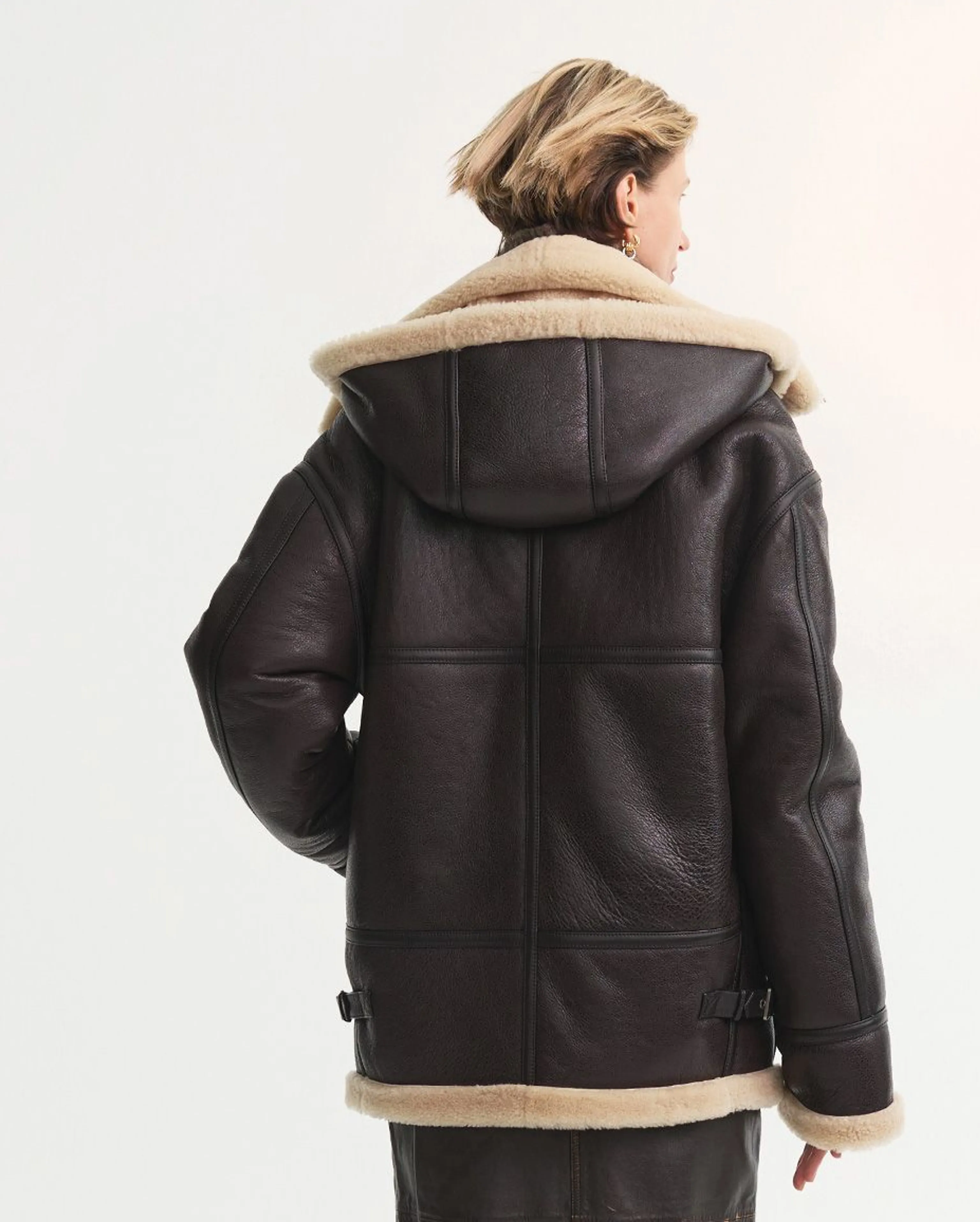 Hooded Sheepskin Aviator Jacket - Image 3