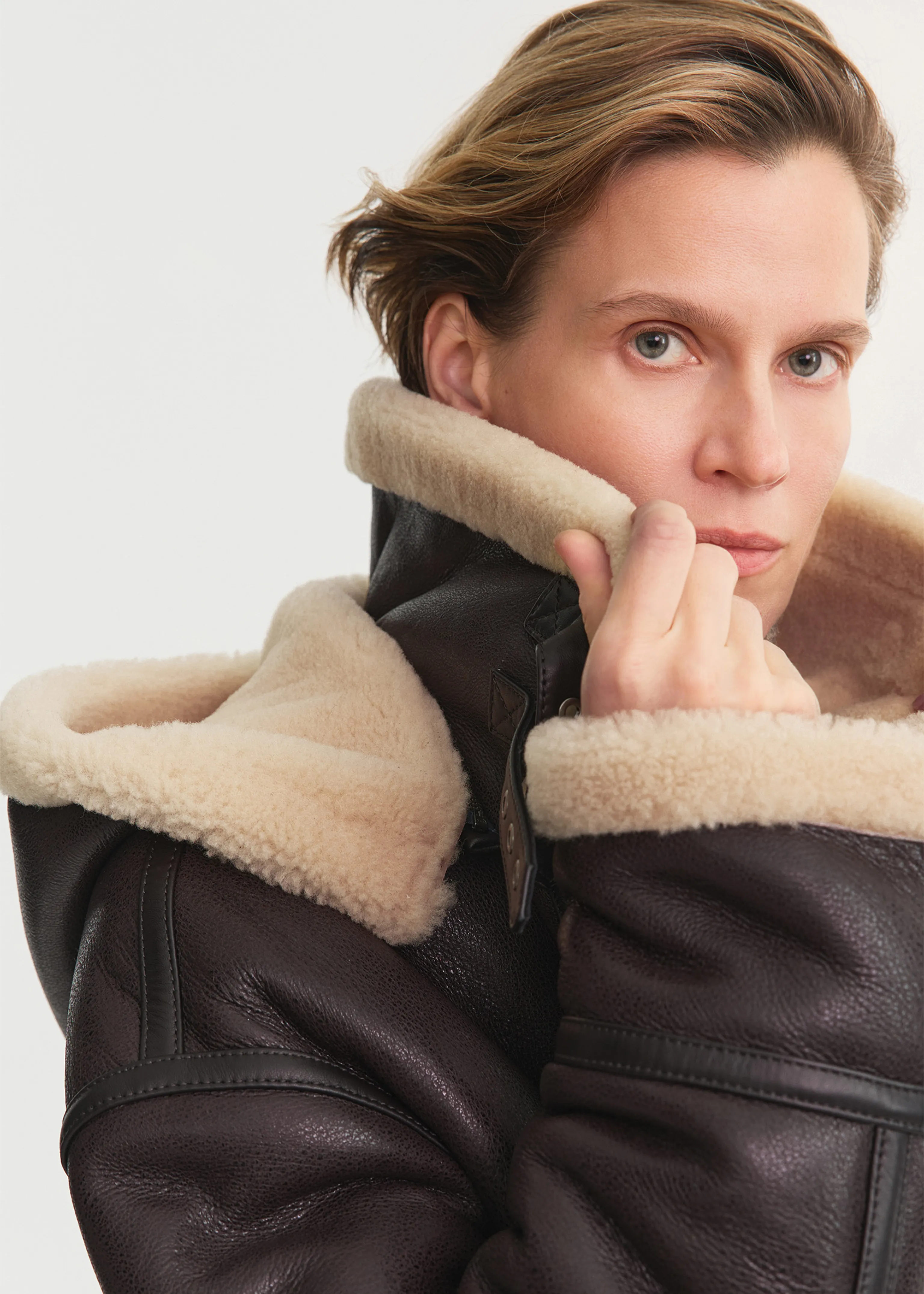 Hooded Sheepskin Aviator Jacket - Image 4