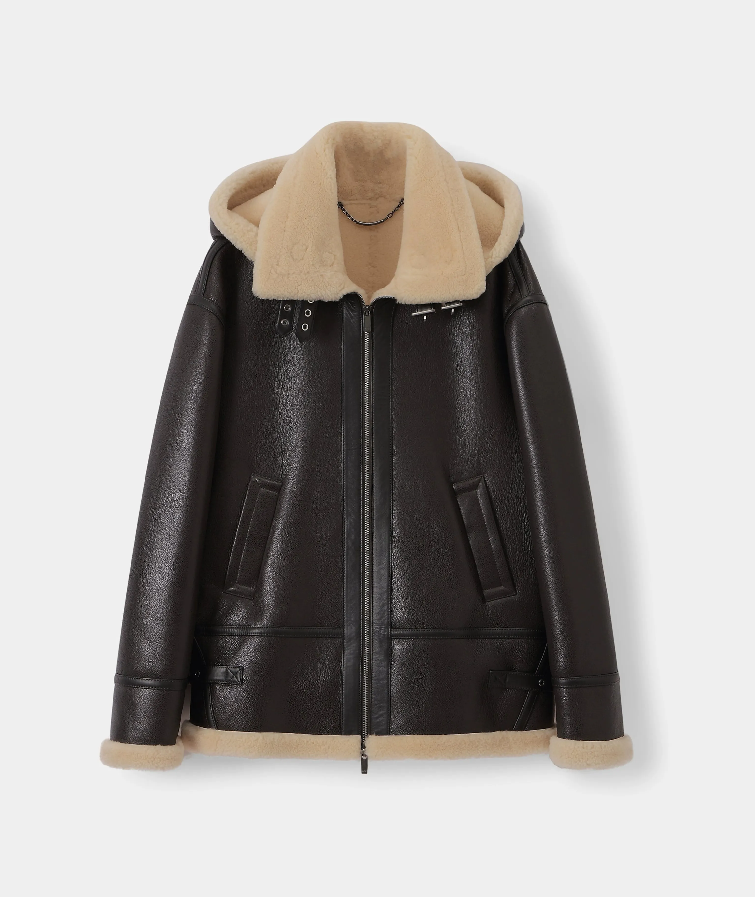Hooded Sheepskin Aviator Jacket - Image 6