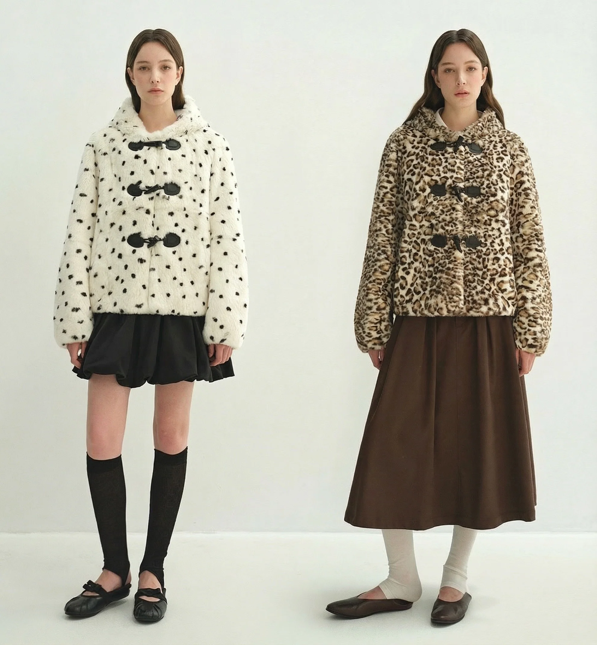 Hooded Spotted Plush Duffle Jacket - Image 2