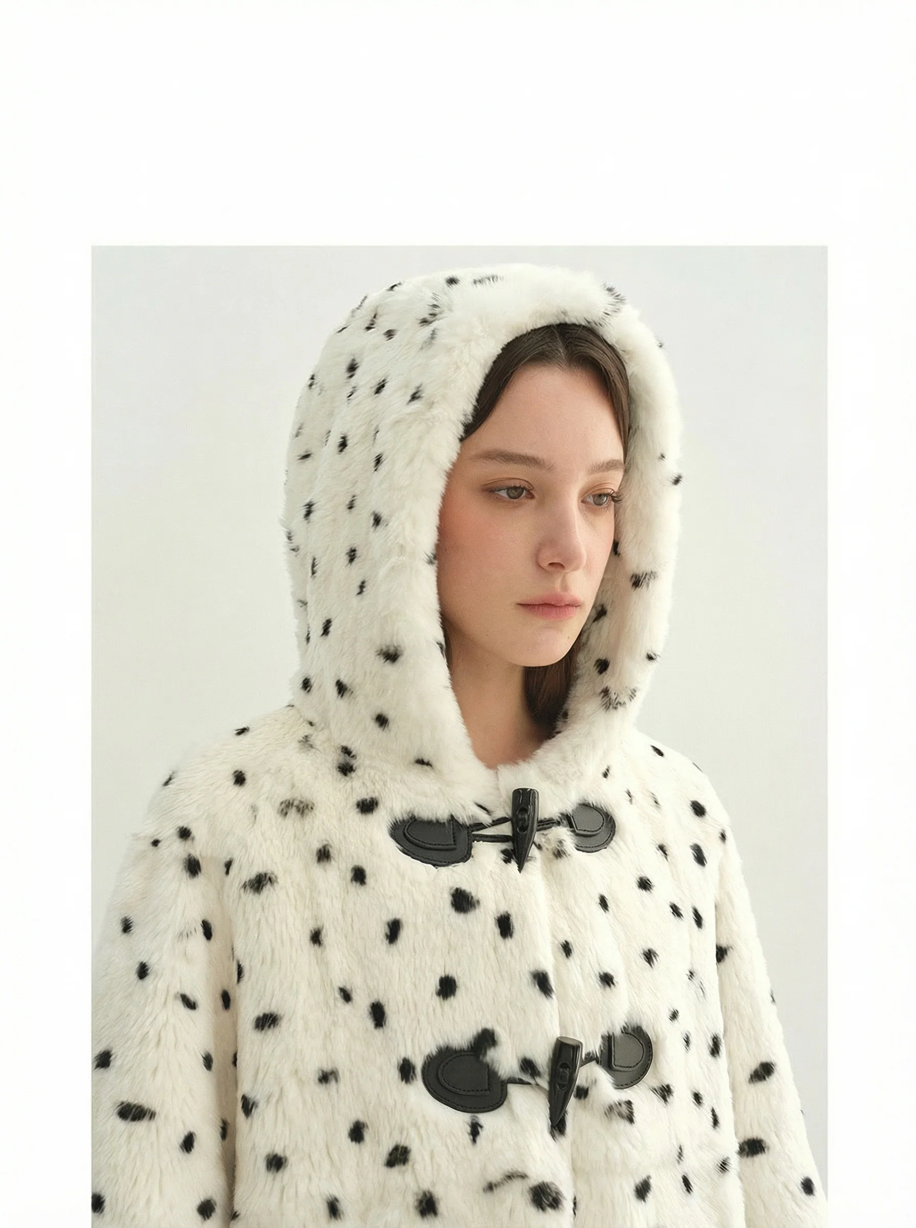 Hooded Spotted Plush Duffle Jacket - Image 4