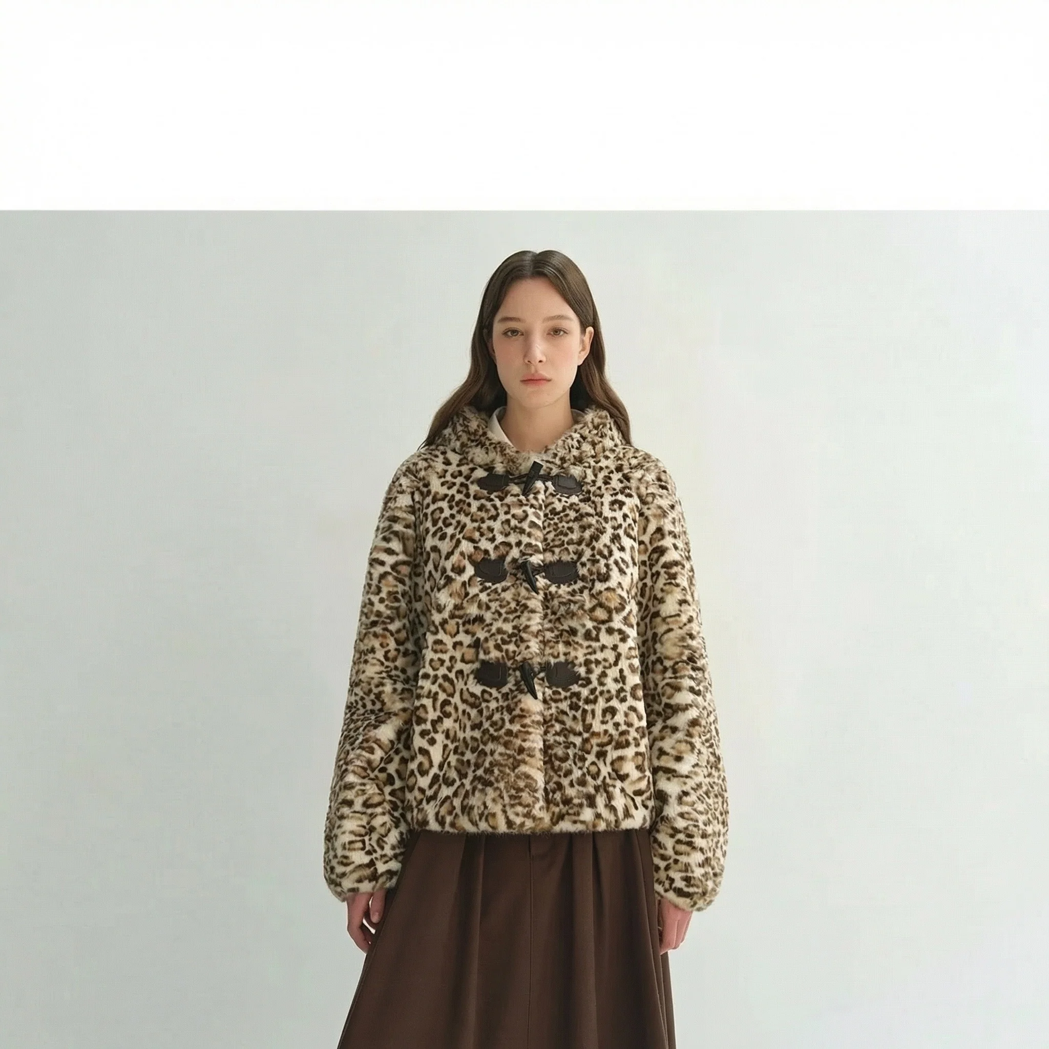 Hooded Spotted Plush Duffle Jacket - Image 5