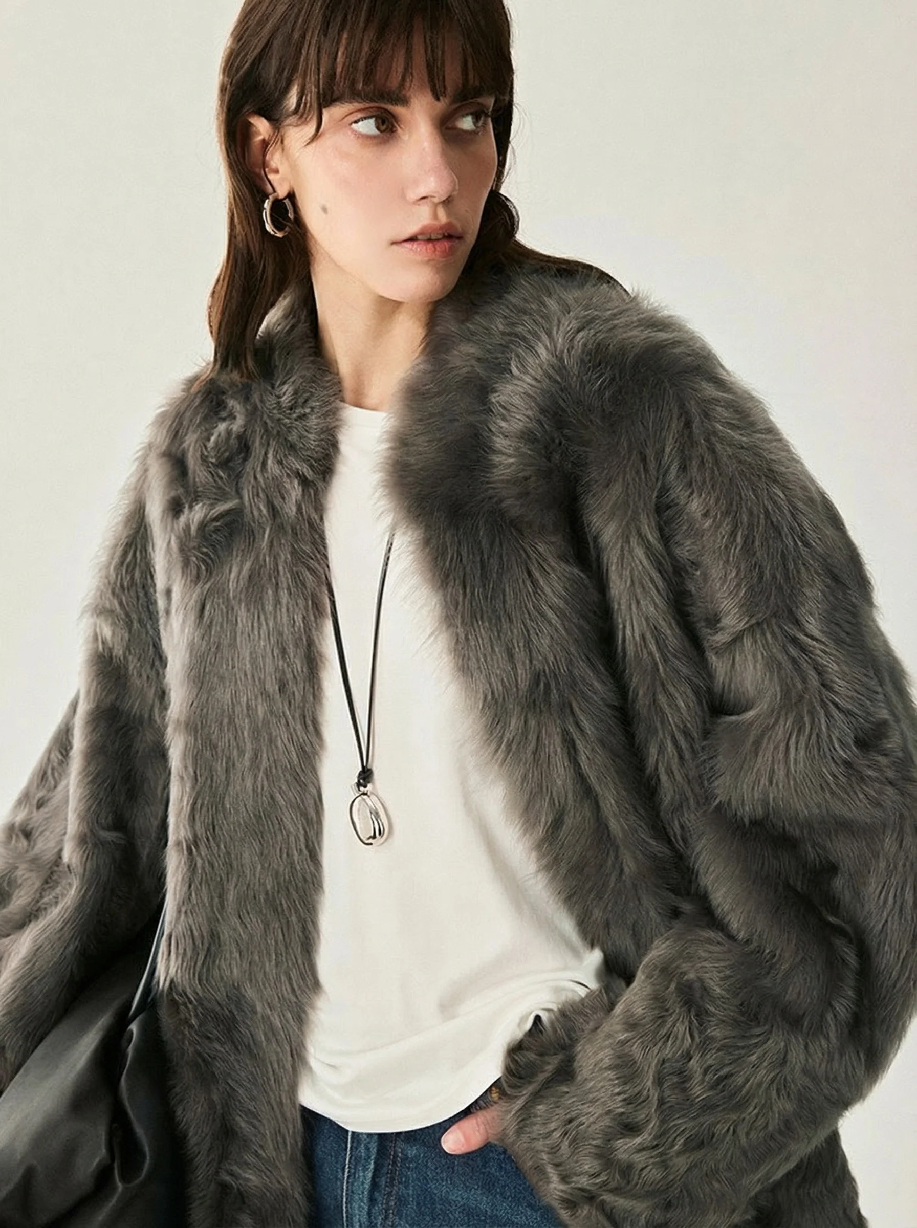 Hook-Front Shearling Jacket - Image 3