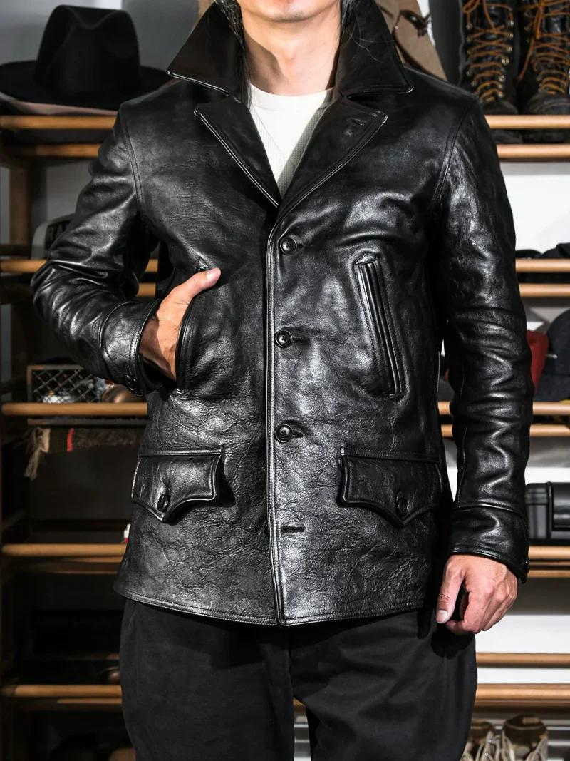 Horsehide Wool-Lined Car Coat