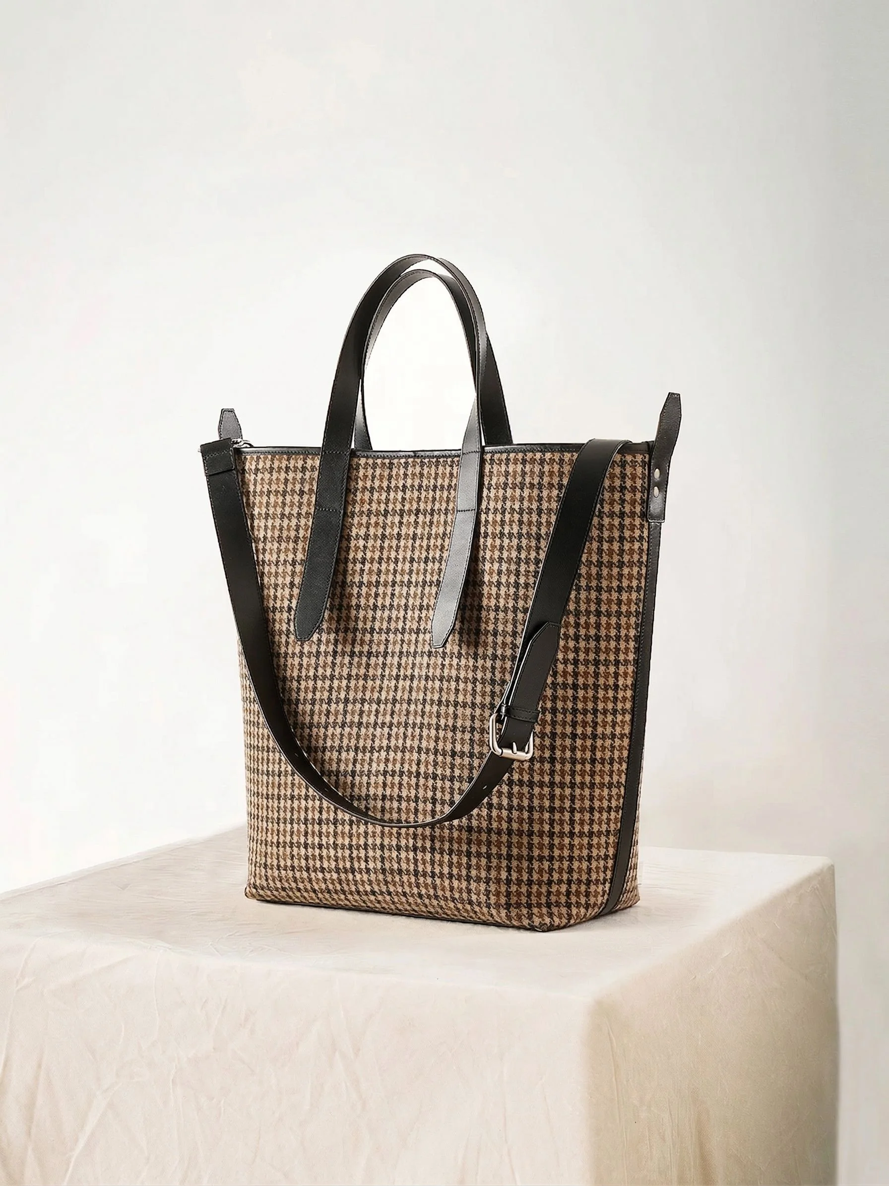 Houndstooth Leather Tote - Image 5