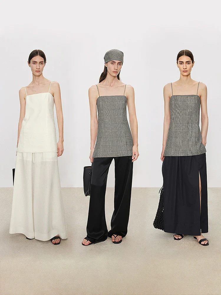 Houndstooth Linen Longline Camisole - Image 3